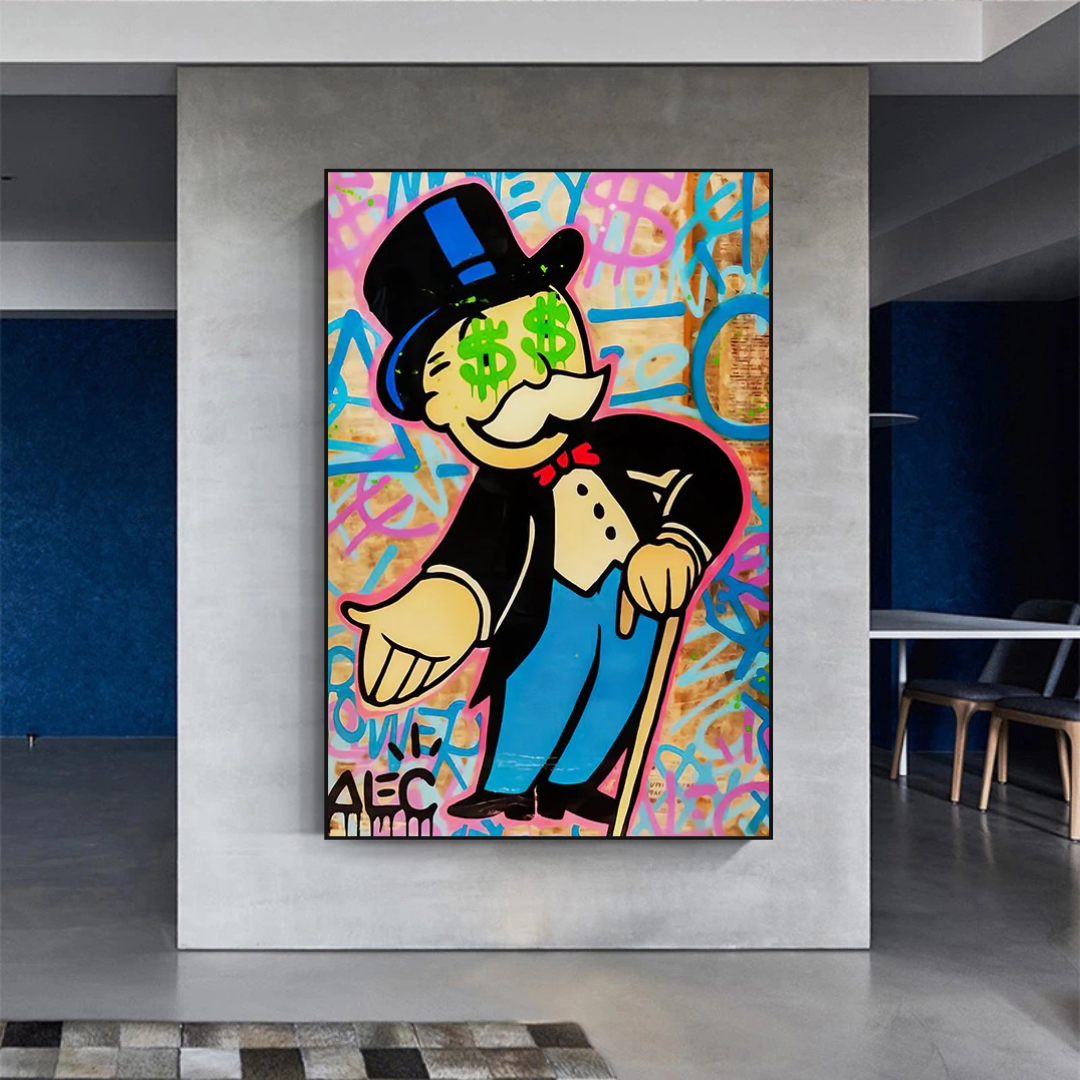 Alec Monopoly Graffiti Art Canvas Print - Urban Street Art Wall Decor for Living Room, Bedroom & Office