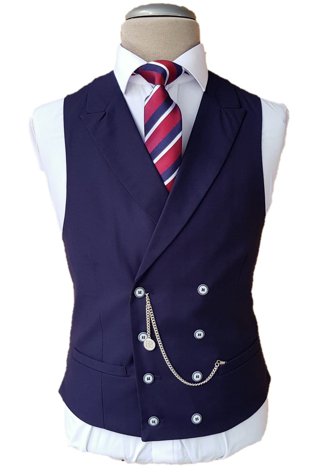 Cavani Lennox Navy Blue Double Breasted Waistcoat Vest for Men - Formal Business Attire & Wedding Suit Accessories