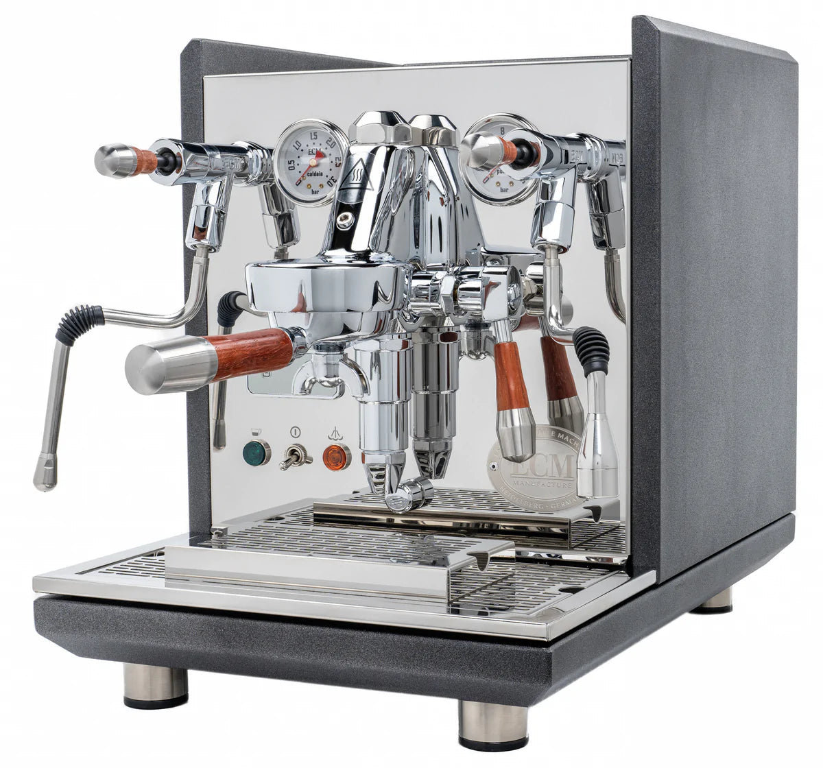 ECM Synchronika Espresso Machine with Paduak Wood & Anthracite Finish - Professional Barista-Grade Coffee Maker for Home & Cafe Use