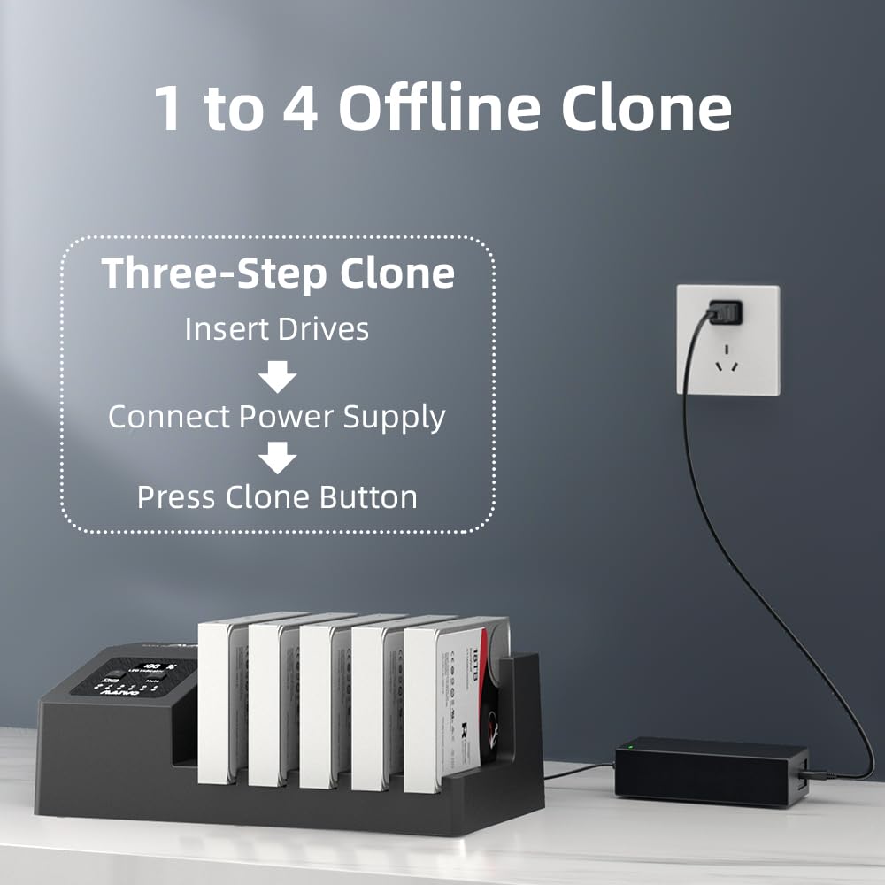 MAIWO 5-Bay USB 3.0 Hard Drive Docking Station with Offline Clone Function - Supports 2.5/3.5 Inch SATA HDD/SSD, UASP Technology, 90TB Capacity - Perfect for Data Backup, Disk Duplication & IT Professionals