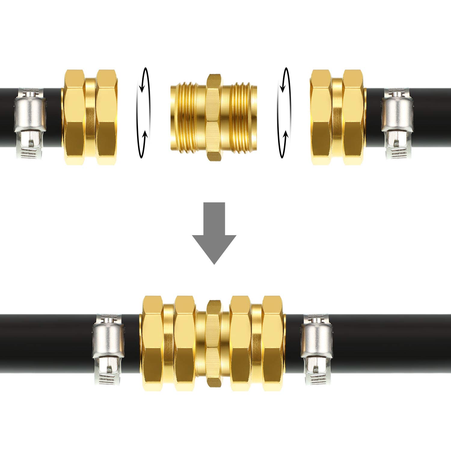 Tatuo 6 Pack 3/4 Inch Garden Hose Quick Connect Adapter - Heavy Duty Double Male Fittings with 10 Extra Washers - Perfect for Lawn Irrigation, Car Washing & Outdoor Watering Systems