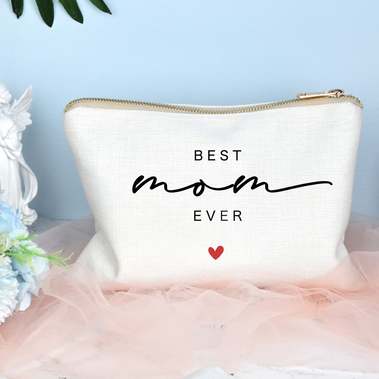 Best Mom Ever Makeup Bag - Floral Cosmetic Travel Pouch for Women | Perfect Mother's Day, Birthday Gift Idea | Great for Travel, Daily Use & Special Occasions