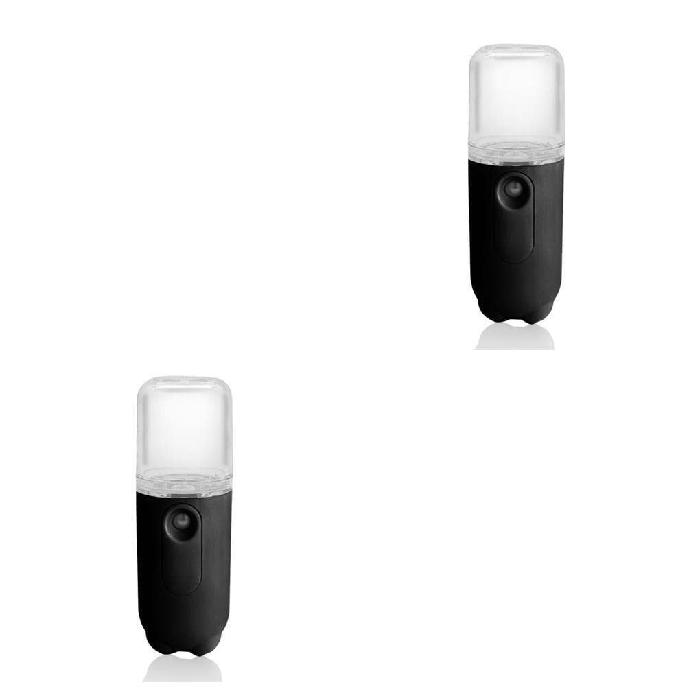 IOIUSKKU 2 Pack Portable 30ml Facial Mist Sprayer - 5V Rechargeable Handheld Face Steamer for Women | Skin Hydration & Makeup Setting | Perfect for Home, Travel & On-the-Go Skincare (Black)