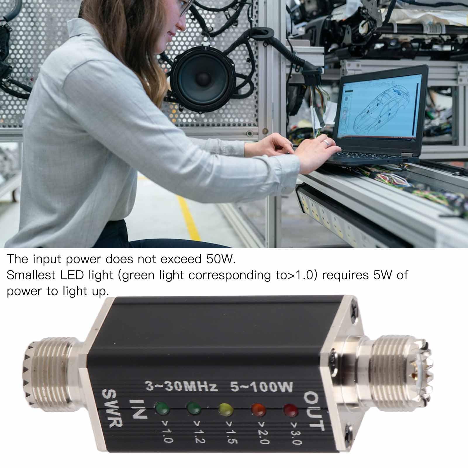 OKJHFD 5-100W Antenna Analyzer - Mini Shortwave LED Indicator Meter for Radio Impedance & Capacitance Measurement - Perfect for Ham Radio, SWL & Field Testing