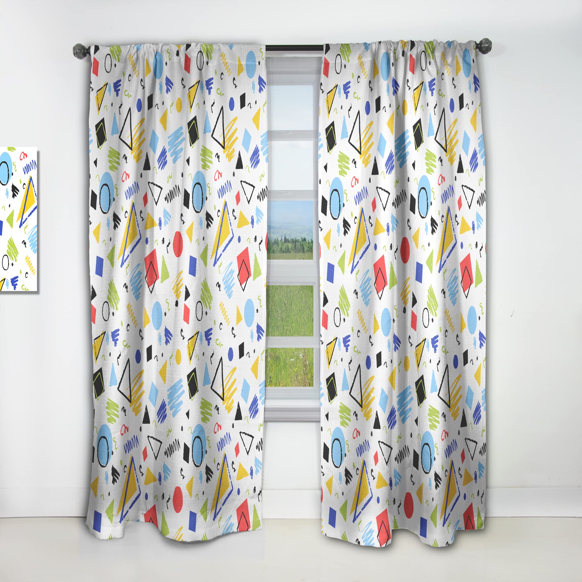 Geometric Retro Design III Thermal Insulated Curtains - Single Panel 52x120 - Blackout Drapes for Bedroom & Living Room - Perfect for Home Decor & Light Control