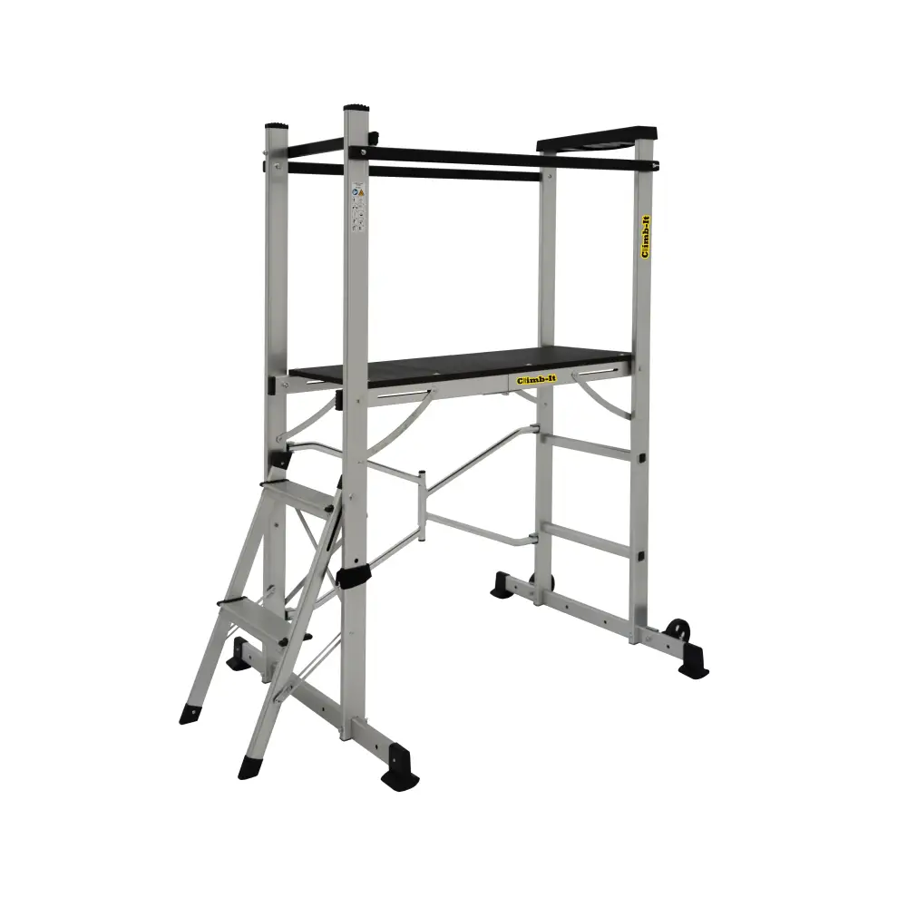 Climb It Folding Work Platform - Lightweight Aluminum Scaffold for Home Improvement & Construction - Perfect for Painting, Repairs & DIY Projects