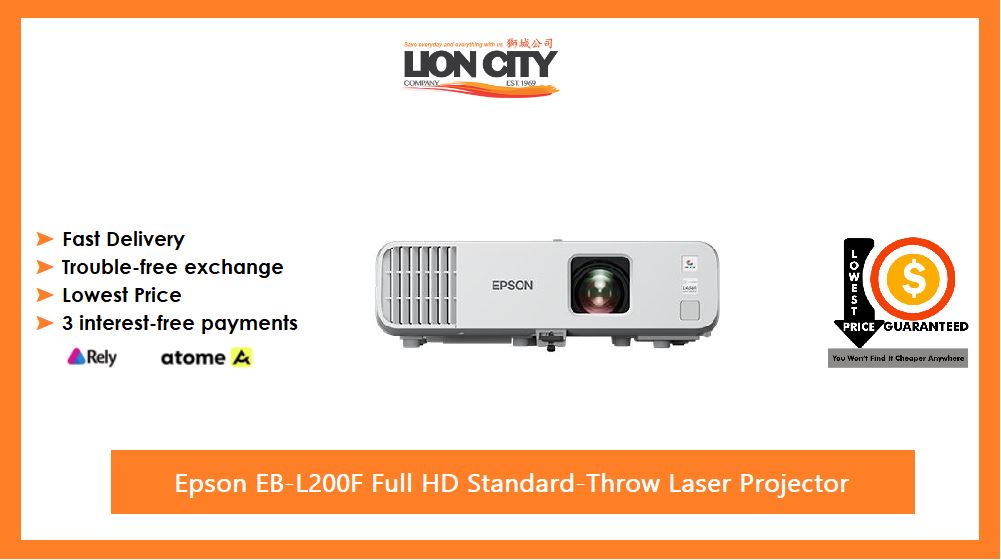 Epson EB L200F Full HD 1080p Laser Projector for Home Theater, Business Presentations & Outdoor Movies - Standard Throw, 4000 Lumens, 3LCD Technology