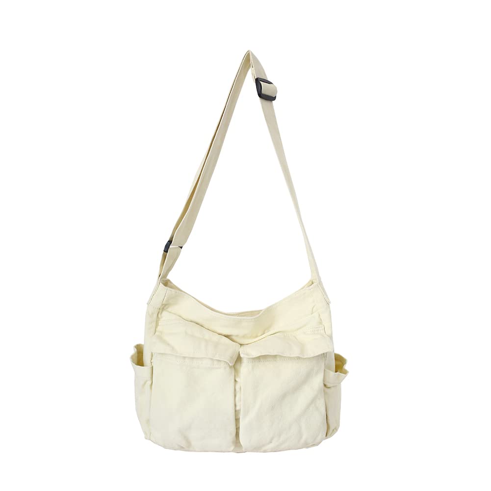Stylish Unisex Canvas Messenger Bag - Large Crossbody Hobo Tote with Multiple Pockets for Women & Men | Perfect for Work, Travel & Everyday Use