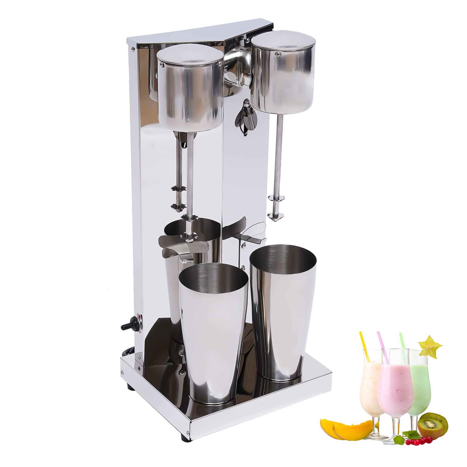 Gdrasuya10 Commercial Stainless Steel Double Head Electric Milk Shake Machine - 18000 RPM High Speed, 800ml Cup, Quiet Operation (110V) - Perfect for Smoothies, Milkshakes, Cocktails & Dessert Shops