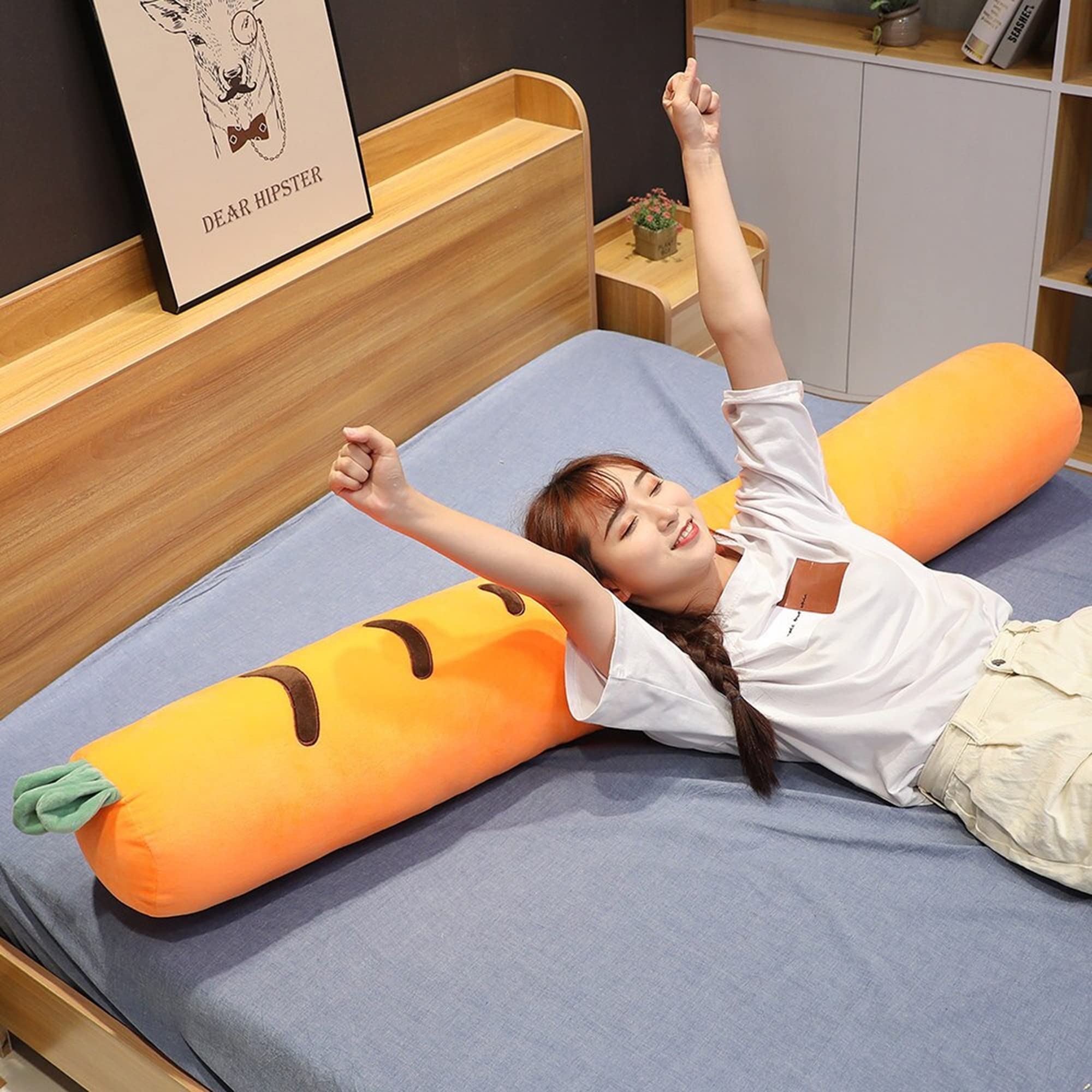 Extra Large Carrot Plush Body Pillow - 51 Inch (130cm) Kawaii Fruit-Shaped Cushion for Bed, Sofa & Lounge | Soft Hugging Pillow for Adults & Kids | Perfect for Anime Fans, Gift Giving & Cozy Home Decor
