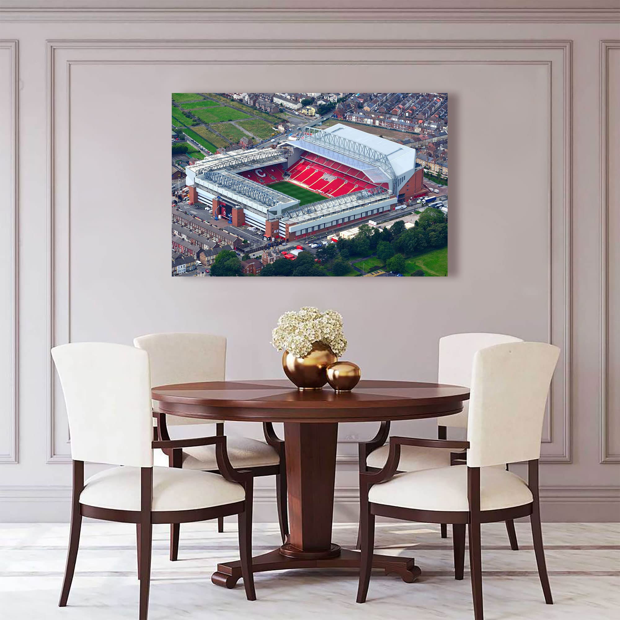 Anfield Stadium Wall Art Canvas - Liverpool FC Poster Decor for Living Room, Kitchen, Bedroom - Framed Ready to Hang Football Gift for Fans (19x28 inches) - Perfect for Game Rooms, Man Caves & Sports Themed Home Decor