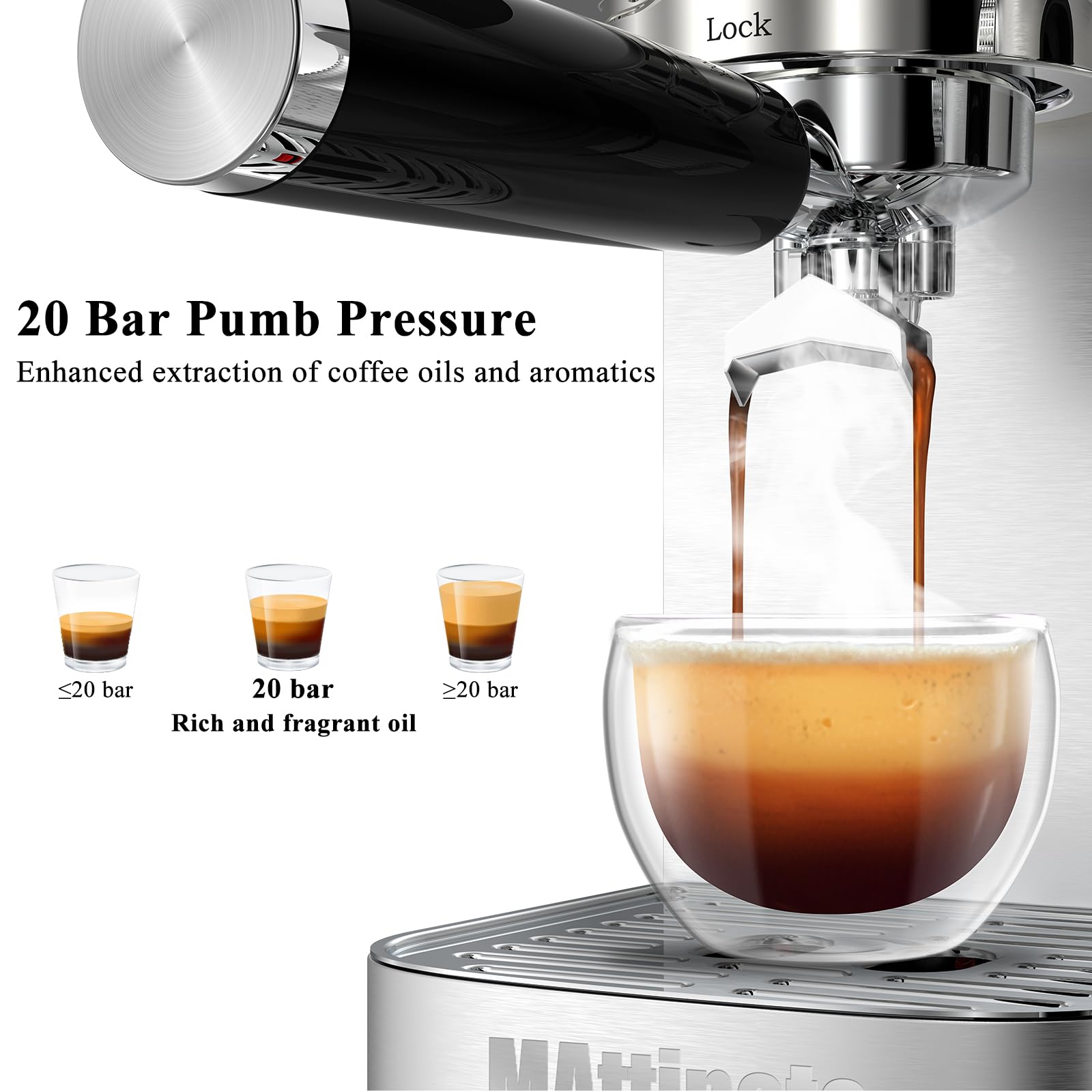 Premium 20 Bar Espresso Machine with Automatic Milk Frother - Touchscreen Coffee Maker for Latte & Cappuccino - Stainless Steel Home Barista System - Perfect for Gifts, Small Kitchens & Coffee Enthusiasts