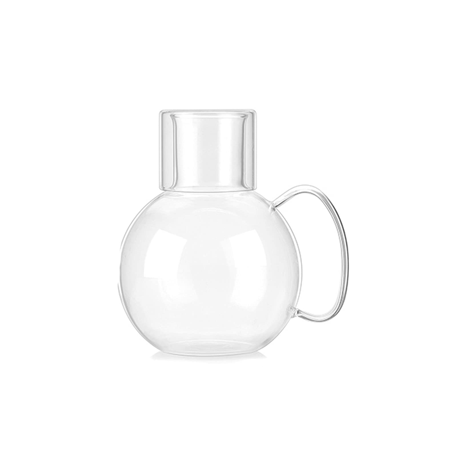 High Borosilicate Glass Water Carafe with Handle - Spherical Pitcher with Cup, Heat Resistant for Tea, Juice & Water - Perfect for Home, Office & Outdoor Use