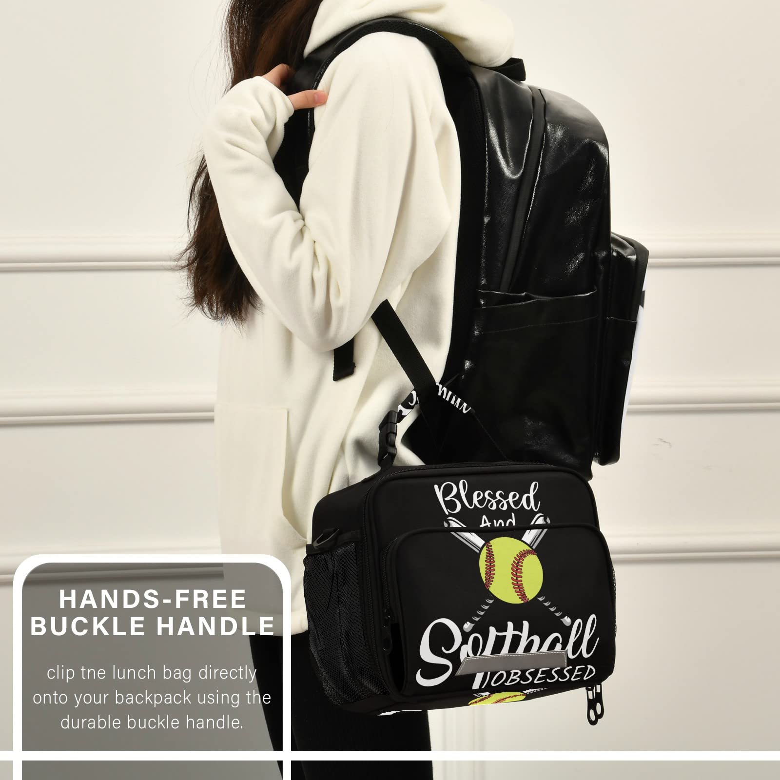 **Insulated Softball Baseball Lunch Bag - Leakproof Cooler Lunch Tote for Men, Women & Kids - Perfect for School, Work, Picnics & Sports Games**