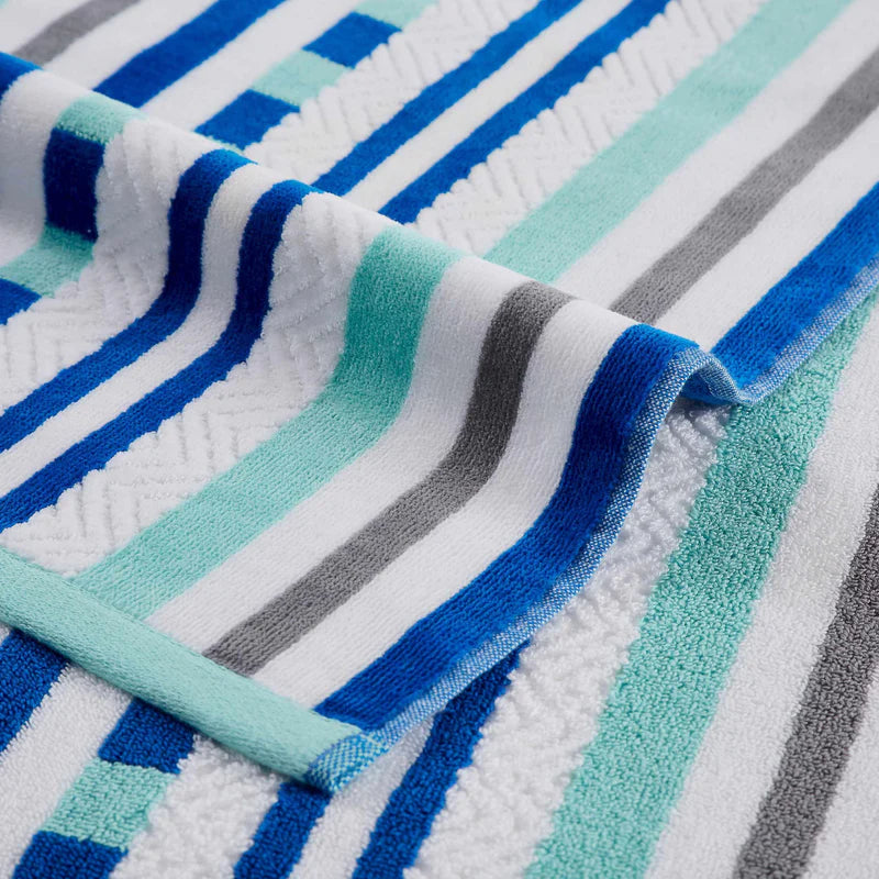 Striped Cotton Oversized 2-Piece Beach Towel Set - Soft, Absorbent & Quick-Drying for Pool, Beach, Yoga & Gym Use