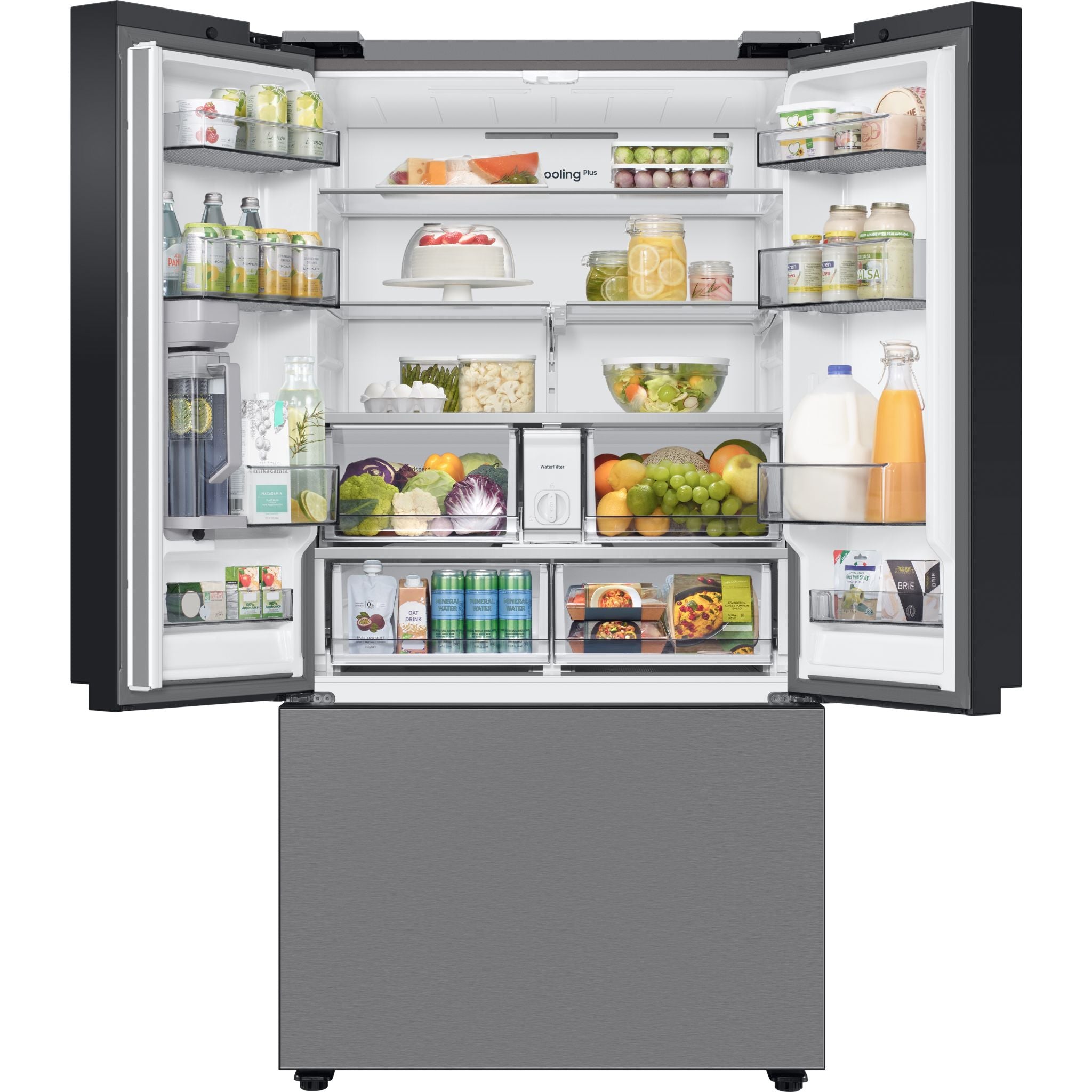 Samsung Bespoke 4-Door French Door Refrigerator (RF30BB6200QLAA) - 30 cu.ft Smart Stainless Steel Fridge with FlexZone & Beverage Center - Perfect for Modern Kitchens & Entertaining