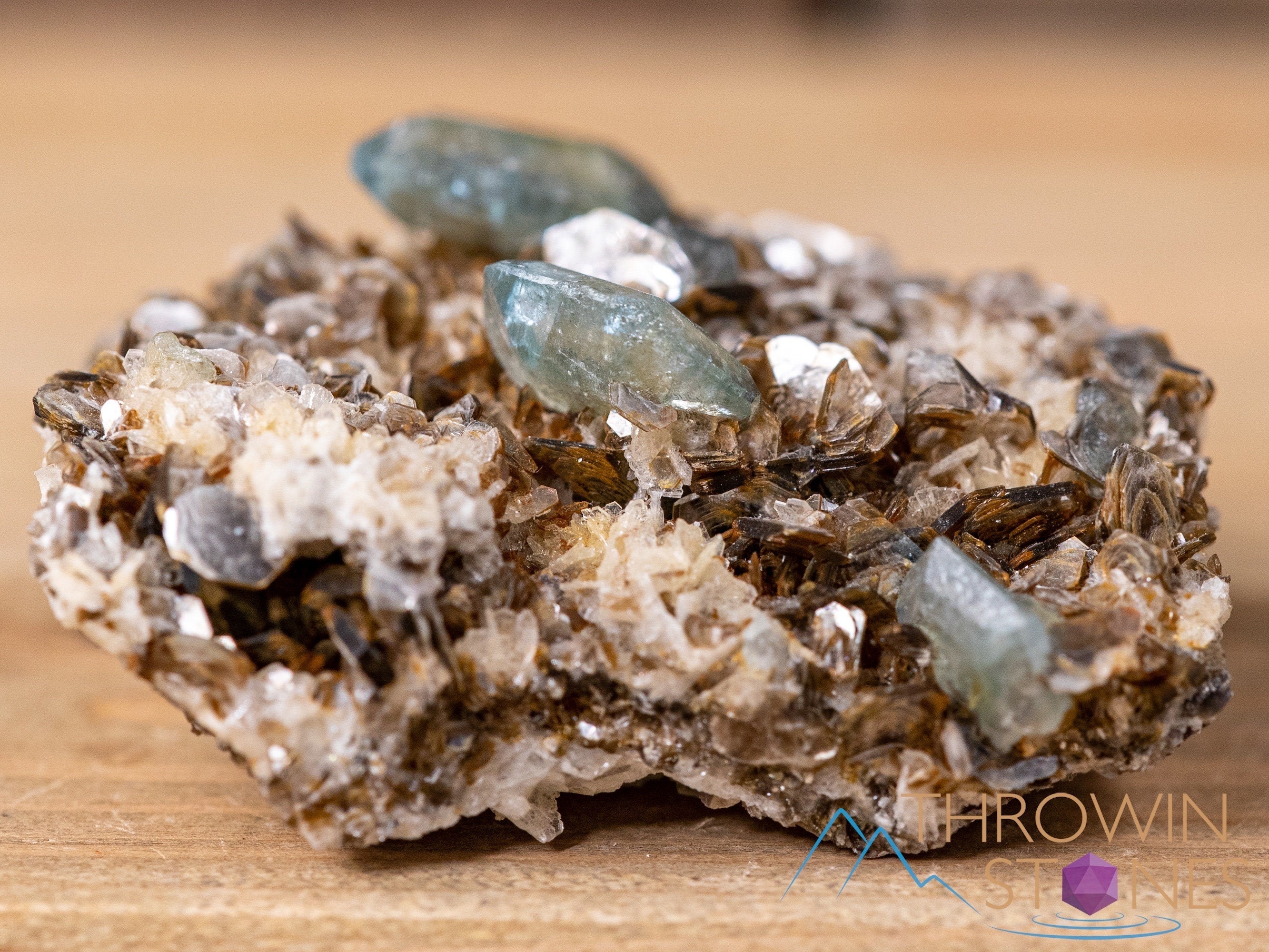 Natural APATITE on FELDSPAR with MUSCOVITE Raw Crystal Cluster - Healing Stones Collection | Unique Housewarming Gift, Spiritual Home Decor, Mineral Specimen (40681) | Perfect for Meditation Spaces, Yoga Rooms & Crystal Healing Altars