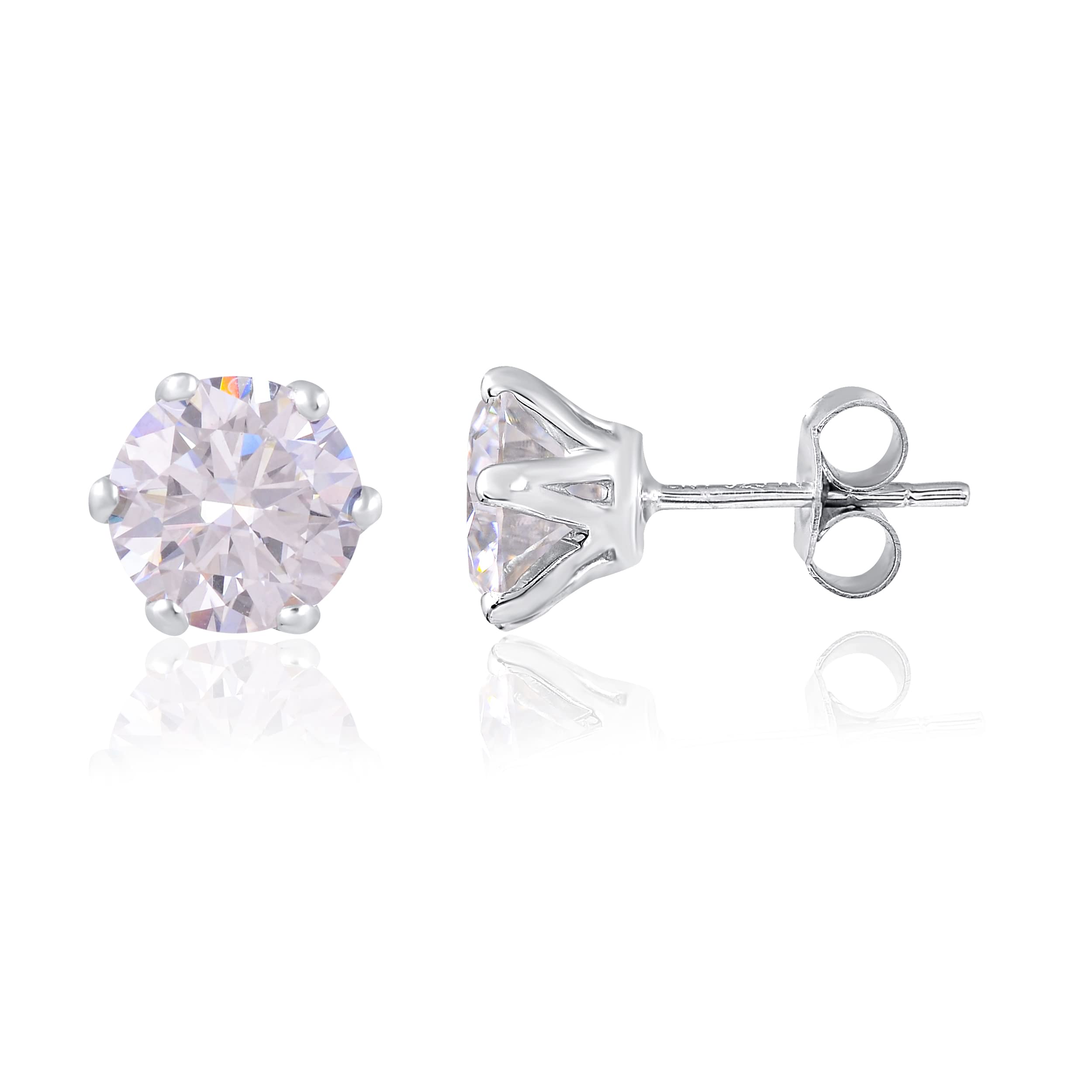 Diacrown Moissanite Stud Earrings for Women - D Color VVS Clarity White Gold Over Sterling Silver - Lightweight Hypoallergenic Jewelry - Perfect for Weddings, Anniversaries & Everyday Elegance