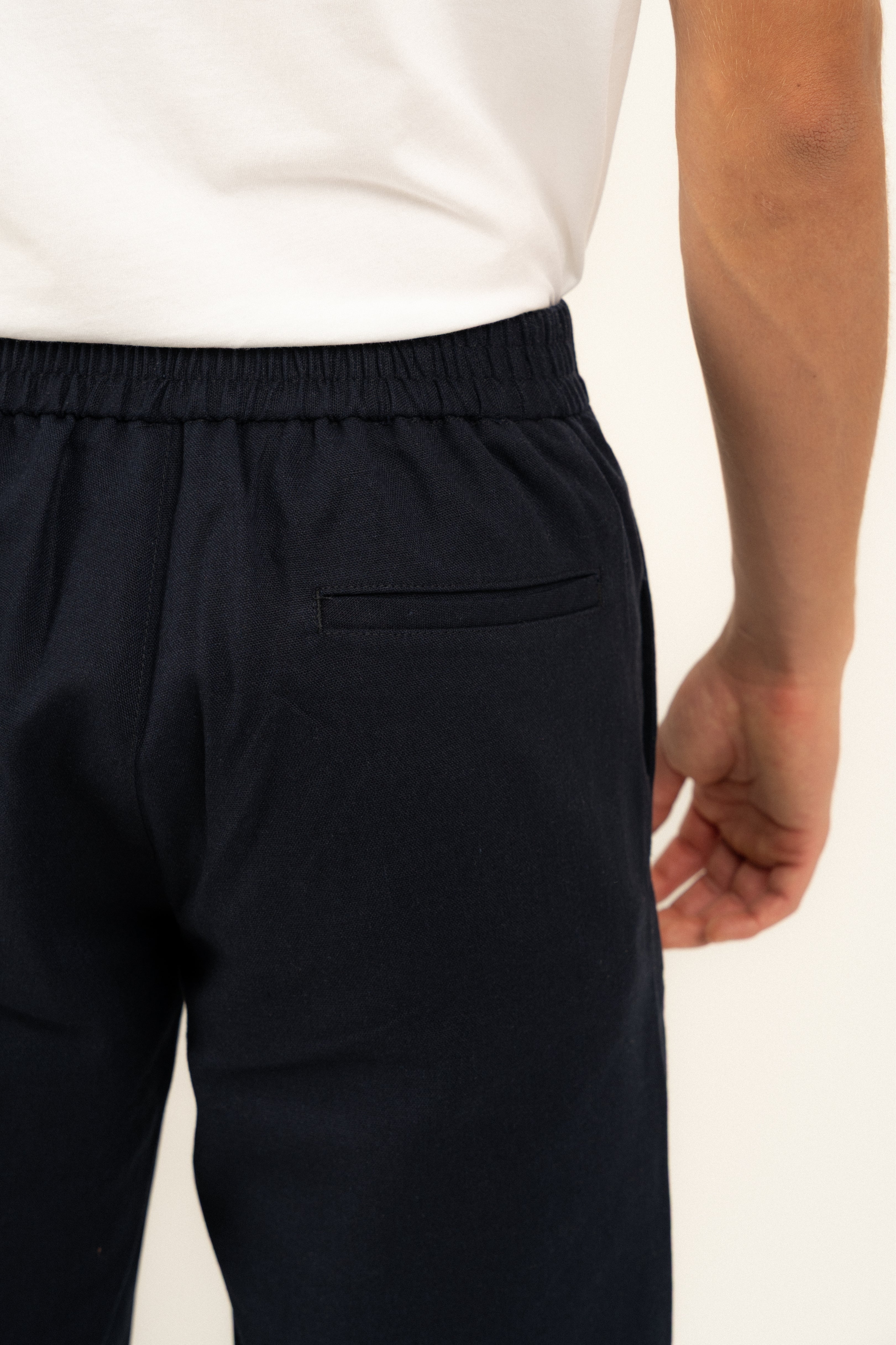 Bondi Navy Blue Linen Shorts for Men - Breathable Summer Casual Shorts with Pockets | Perfect for Beach, Vacation, and Outdoor Activities