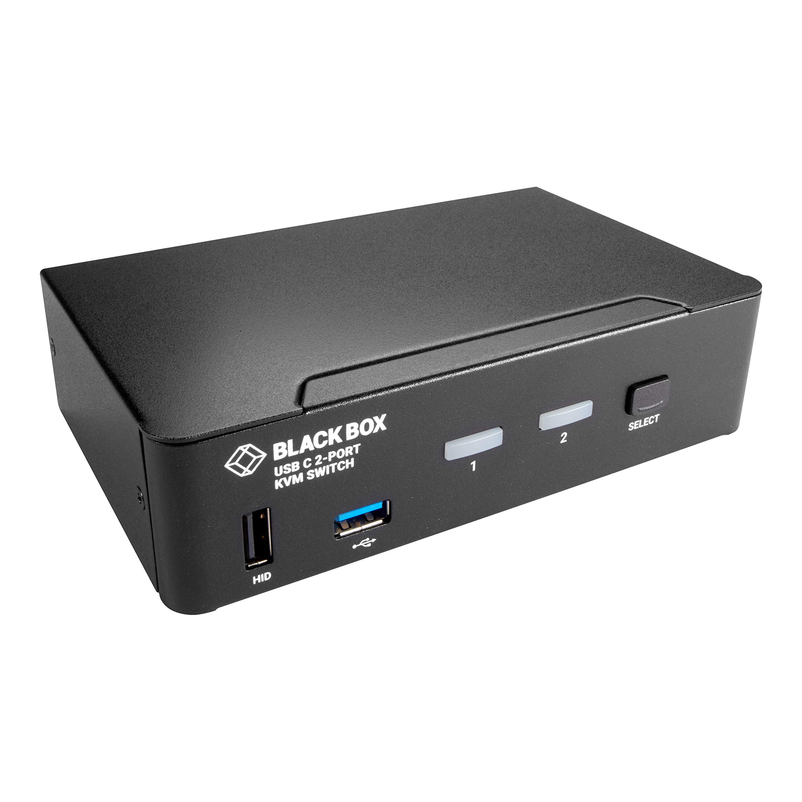 2-Port Black Box USB-C 4K KVM Switch for Dual Monitor Setup | Home Office & Gaming PC Workstation