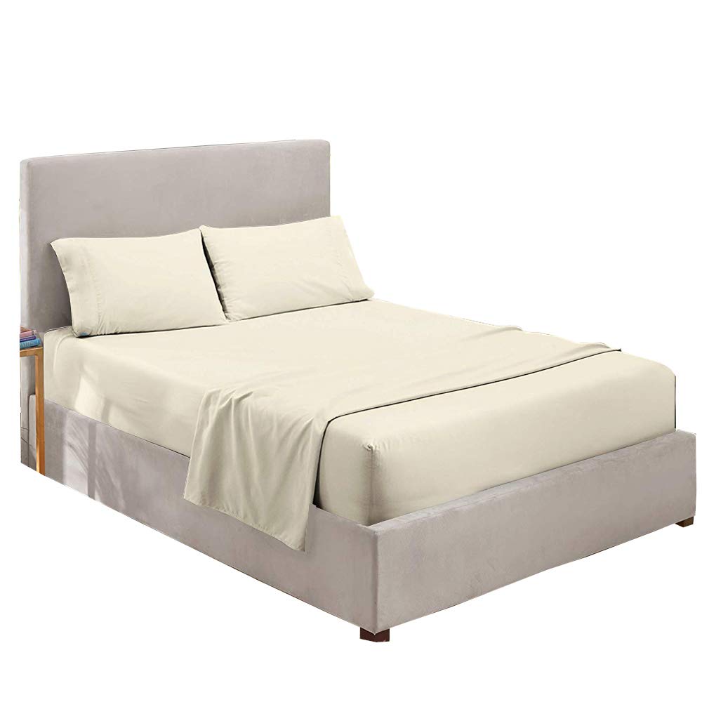 Split King Sheets for Adjustable Beds - 100% Cotton 5-Piece Deep Pocket Sheet Set - Breathable & Soft Ivory Solid Bedding for Split King Mattress | Perfect for Master Bedroom, Guest Room & Sleep Comfort