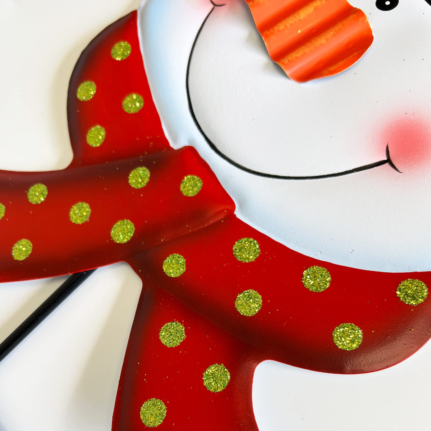Metal Christmas Snowman Garden Stake - Outdoor Holiday Yard Decor for Lawn, Patio & Pathway - Festive Xmas Welcome Decoration for Winter & Holiday Season