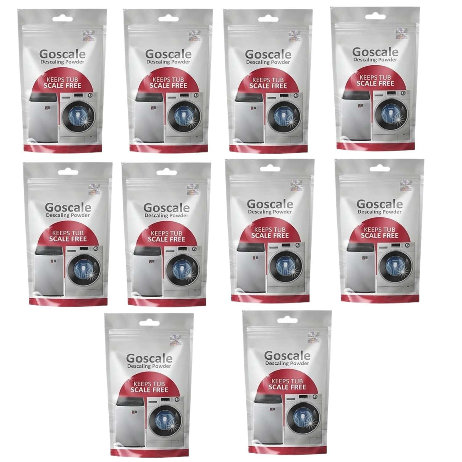 LG Washing Machine Descaler Powder - Compatible with Front Load & Top Load LG Scalgo Models, 100g x 10 Pack - Deep Clean Drum, Remove Limescale & Odors - Perfect for Regular Maintenance & Heavy Stain Removal