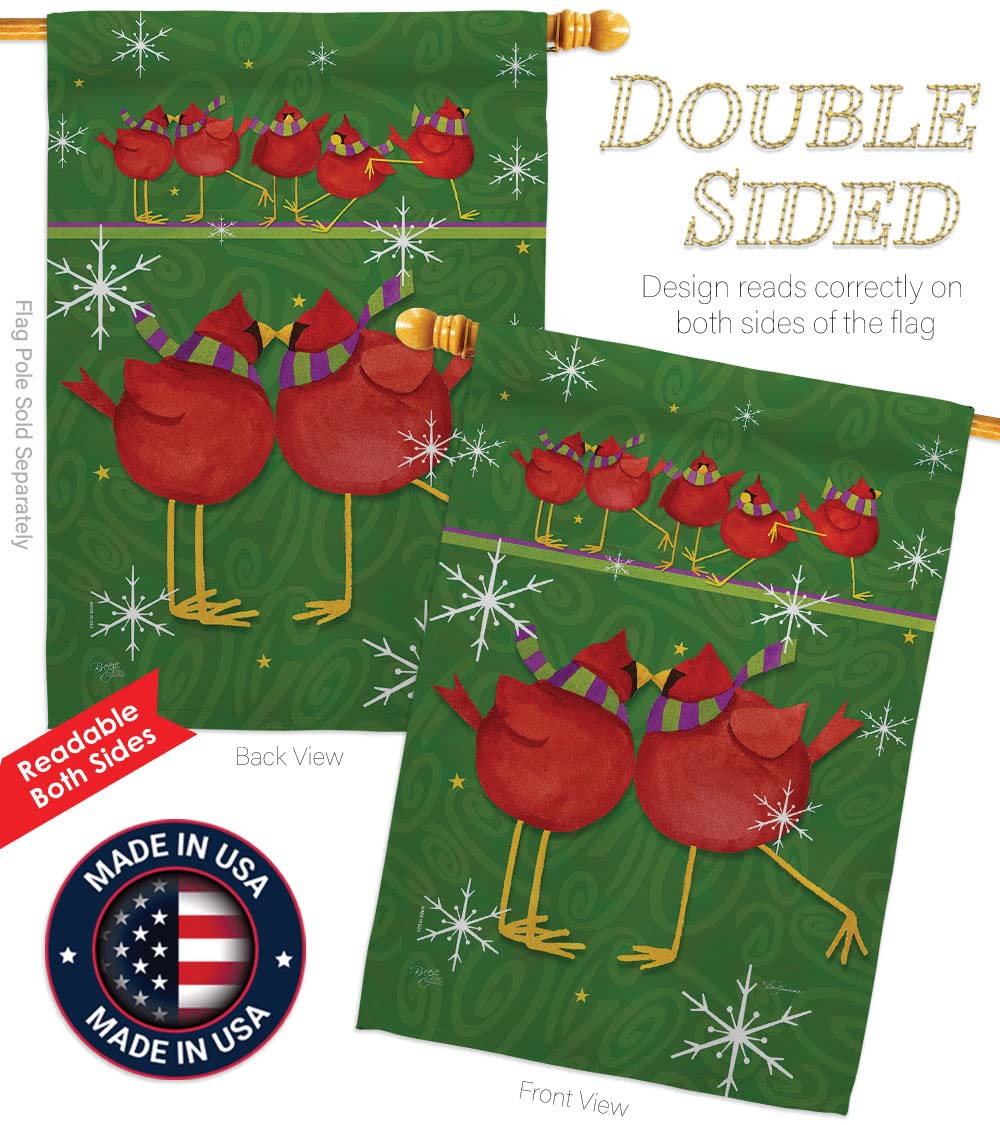 Callin All Cardinals Winter House Flag Set 28x40 - Outdoor Holiday Decor