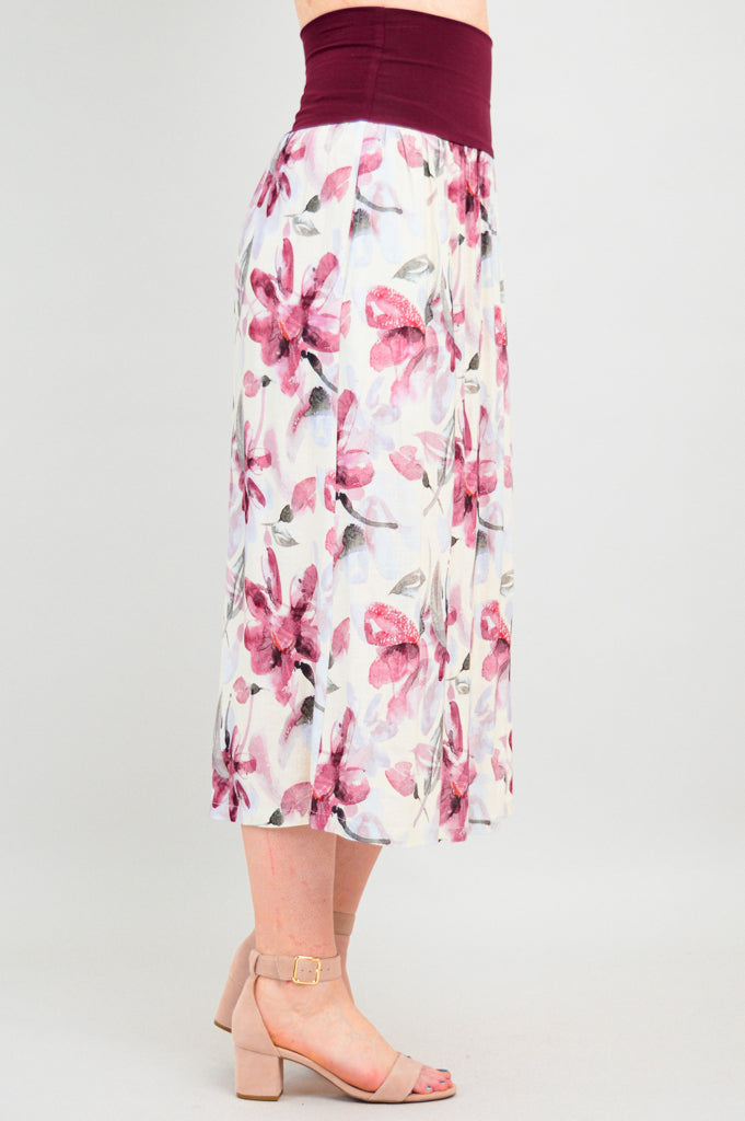 Floral Linen Bamboo Blythe Skirt for Women - Summer Boho Skirt for Beach, Vacation & Casual Outfits