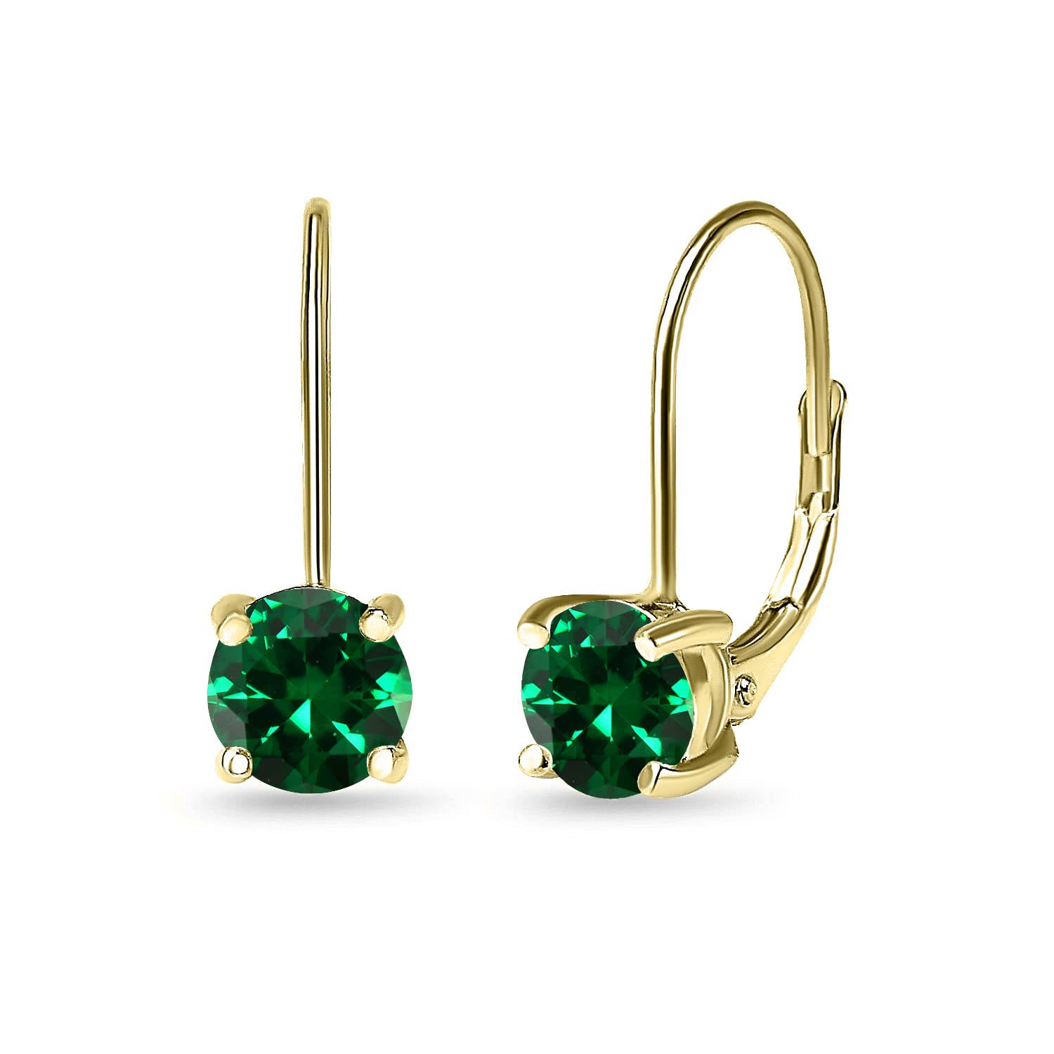 6mm Round Sterling Silver Leverback Drop Earrings for Women - Genuine/Synthetic Gemstone Jewelry for Girls, Teens & Bridesmaids | Perfect for Weddings, Parties & Everyday Wear