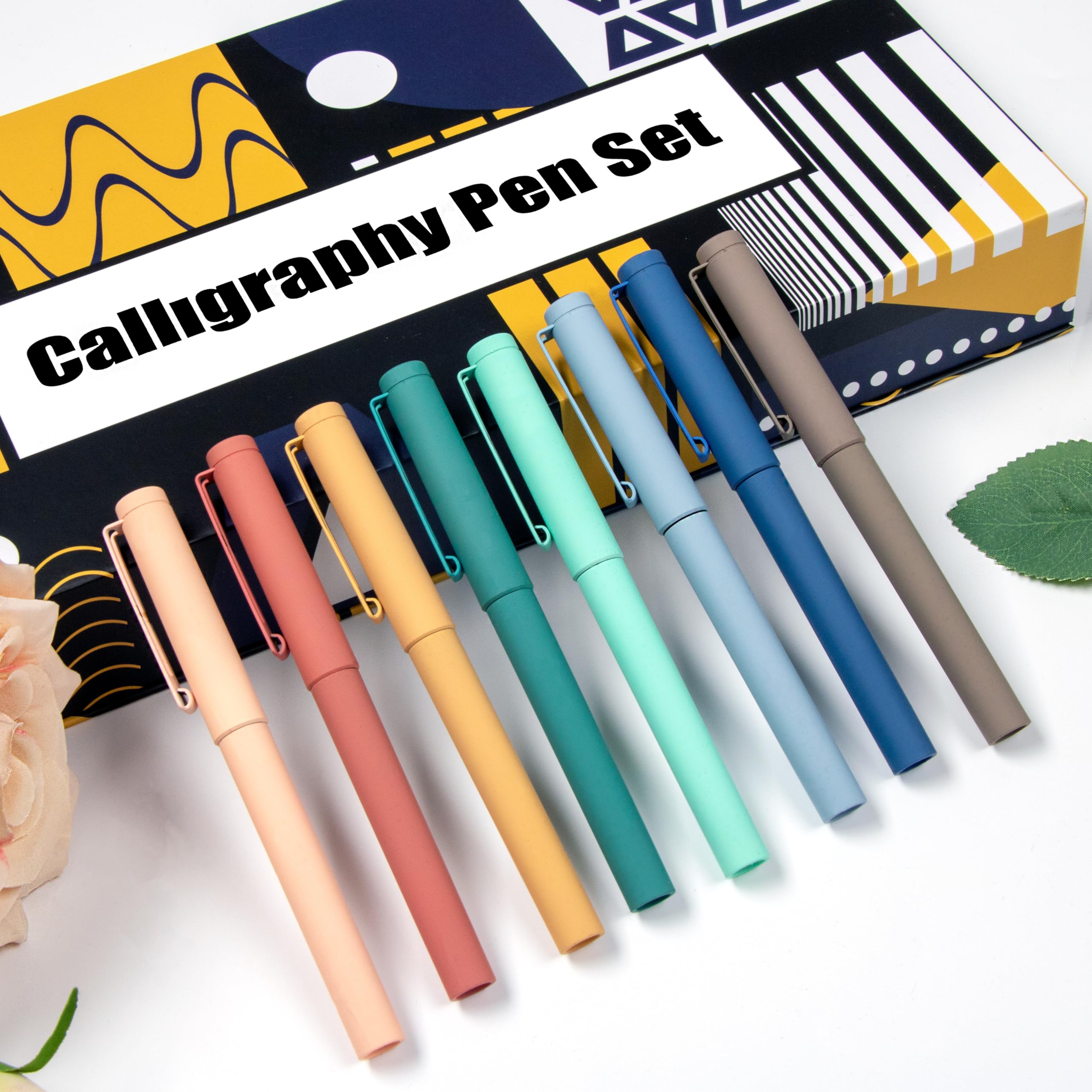 Premium Calligraphy Pen Set with 8 Nib Sizes & 60 Ink Cartridges (12 Colors) - Ideal for Beginners, Writing Practice, Art Drawing, Wedding Invitations & DIY Craft Projects