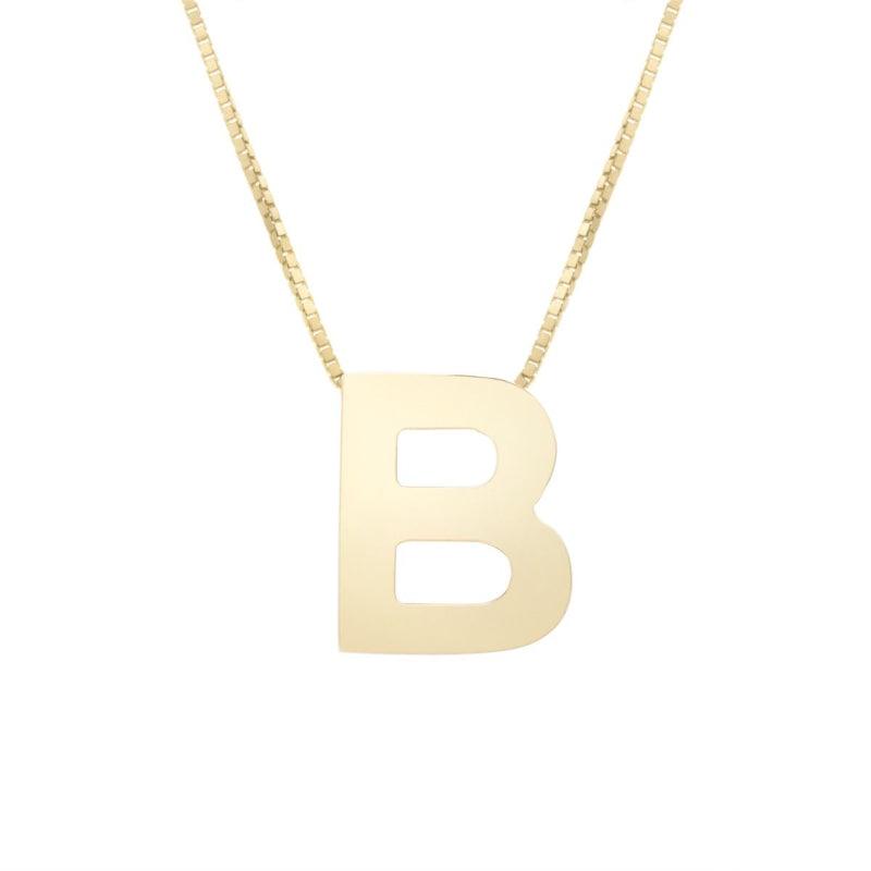 14K Gold Block Letter Initial Necklace - Personalized Monogram Pendant for Women - Perfect for Birthdays, Anniversaries & Gifts