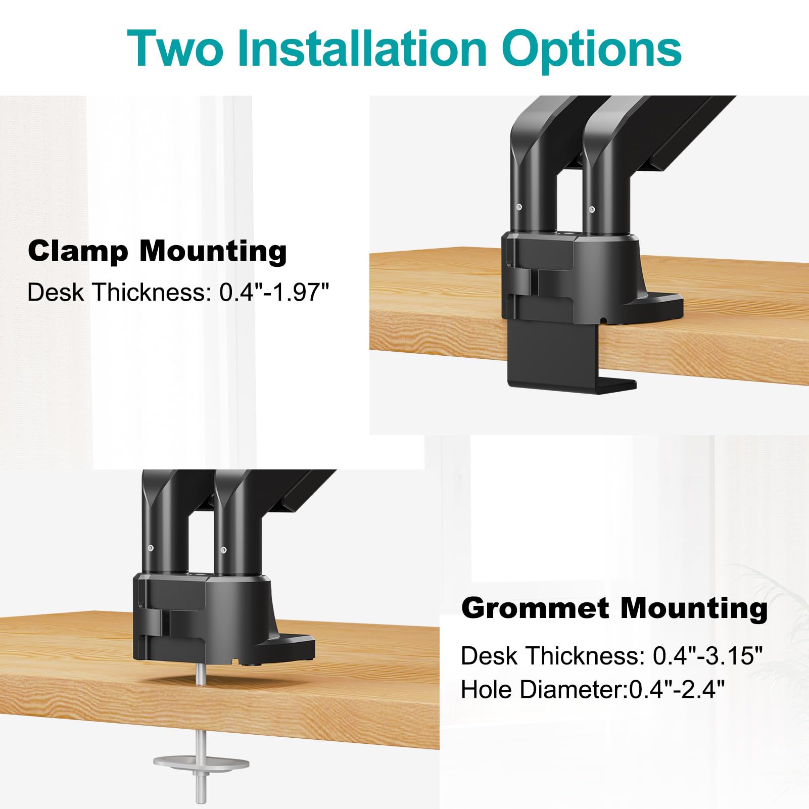 Dual Monitor Stand for 42 Inch Screens - Heavy Duty 2 Monitor Mount with 33lbs Capacity per Arm, VESA 75x75/100x100 - Perfect for Ultrawide Gaming & Office Workstations