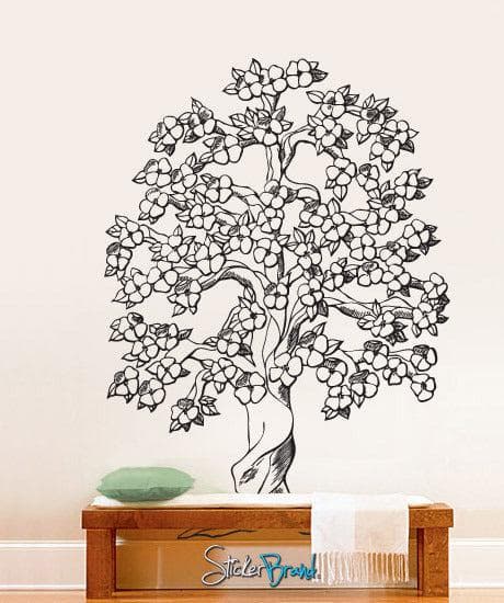 Vinyl Wall Decal Sticker - Flowering Tree Design #652 | Removable Home Decor for Living Room, Bedroom & Nursery