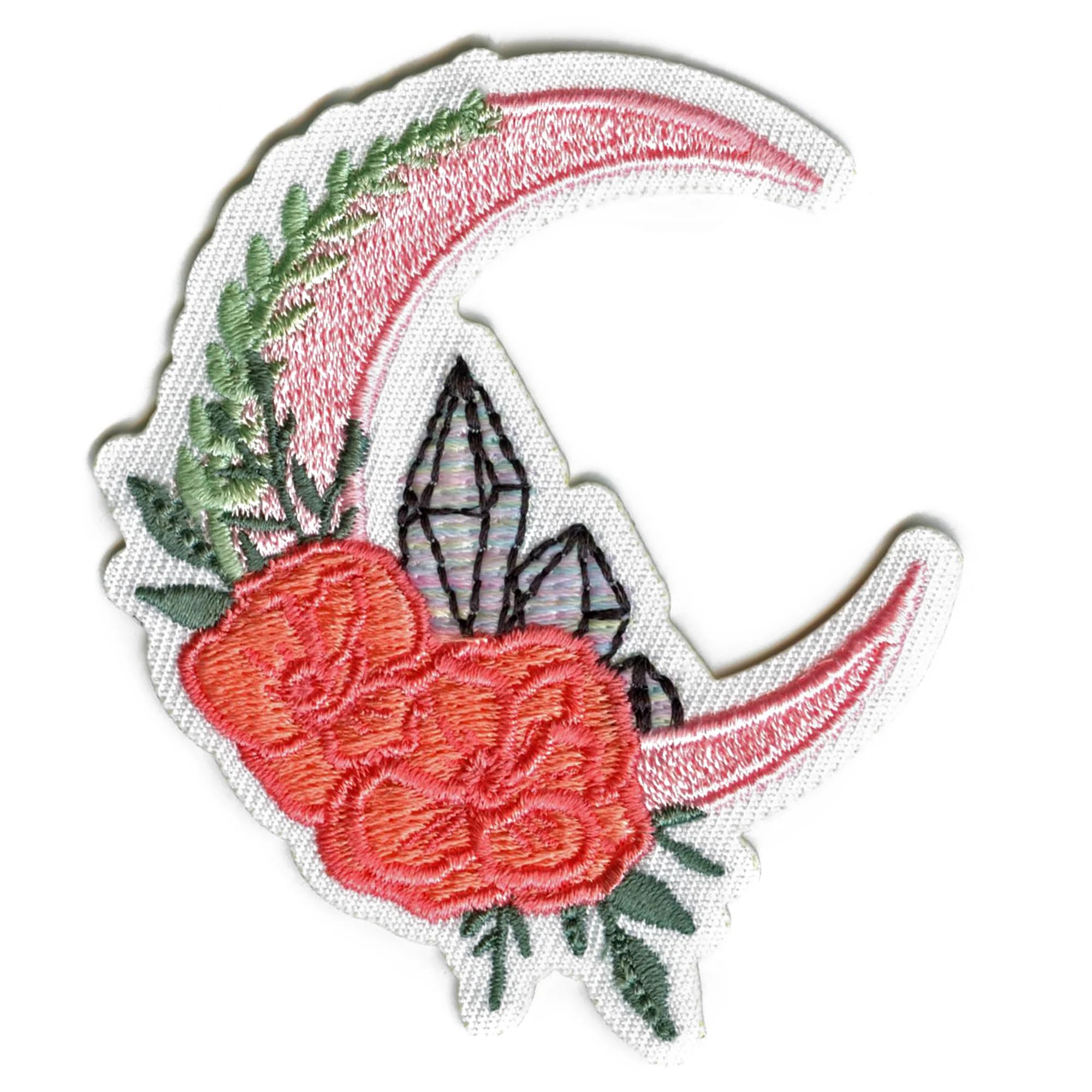 Floral Moon Crystal EXCLUSIVE Embroidered Iron On Patches for DIY Clothing, Hats & Bags - Perfect for Customizing Denim Jackets, Backpacks & Gifts