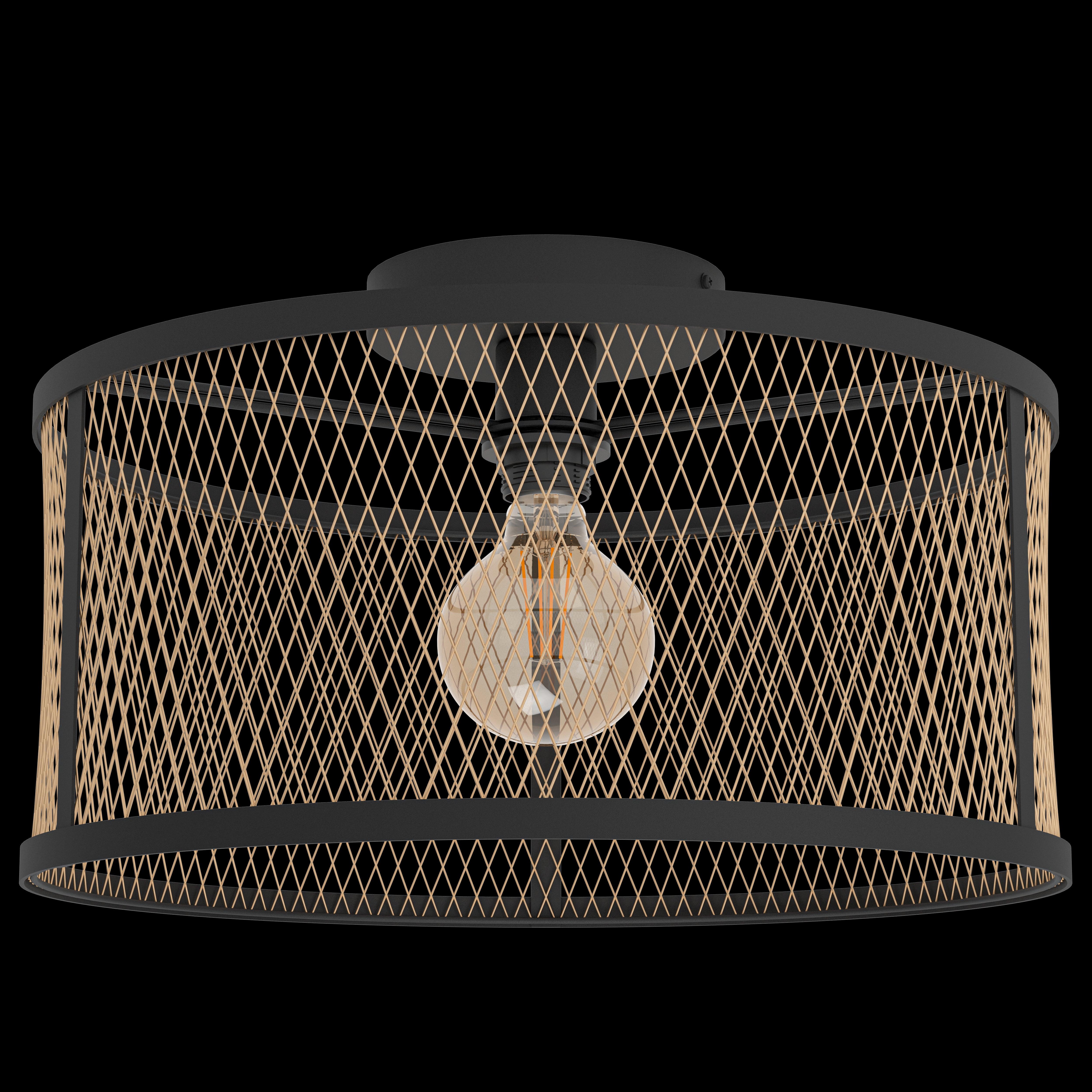 Eglo Dellow Flush Mount Ceiling Light - Black & Brass Metal Fixture for Bedroom, Kitchen, or Hallway Lighting