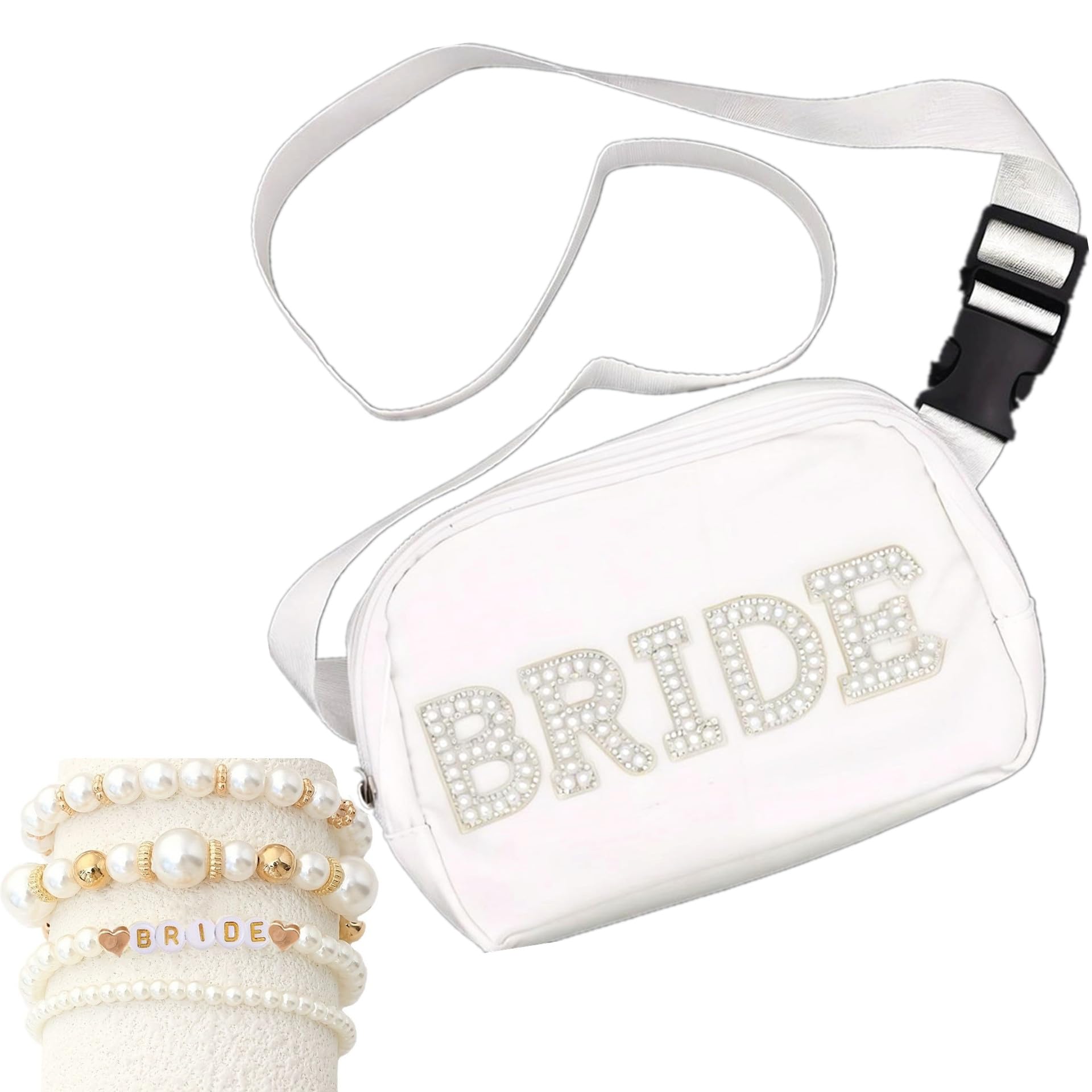 Pearl Bride Fanny Pack for Women - Adjustable Waist Bag Purse | Bachelorette Party, Bridal Shower & Wedding Day Gift | Perfect for Engagement, Honeymoon & Bride-to-Be Celebrations | Elegant Pearl Accessory for Special Occasions