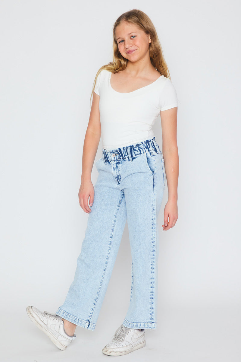 Rubi High Rise Wide Leg Jeans for Girls - Comfortable Stretch Denim Pants for School, Play & Everyday Wear