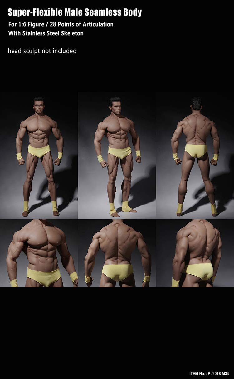 TBLeague 1/6 Scale Male Muscular Seamless Body Super Flexible Action Figure PL2016-M34 - Perfect for Collectors, Photography & Diorama Displays