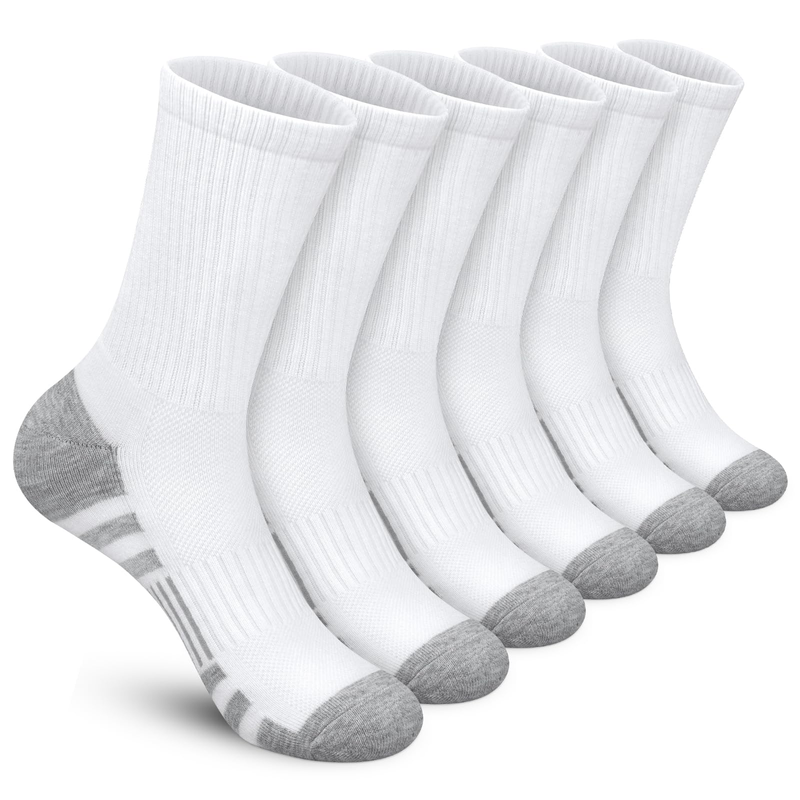 Felicigeely Athletic Running Socks - 6 Pairs of Cushioned Performance Crew Socks for Men & Women | Breathable & Comfortable for Sports, Gym, Hiking & Daily Wear