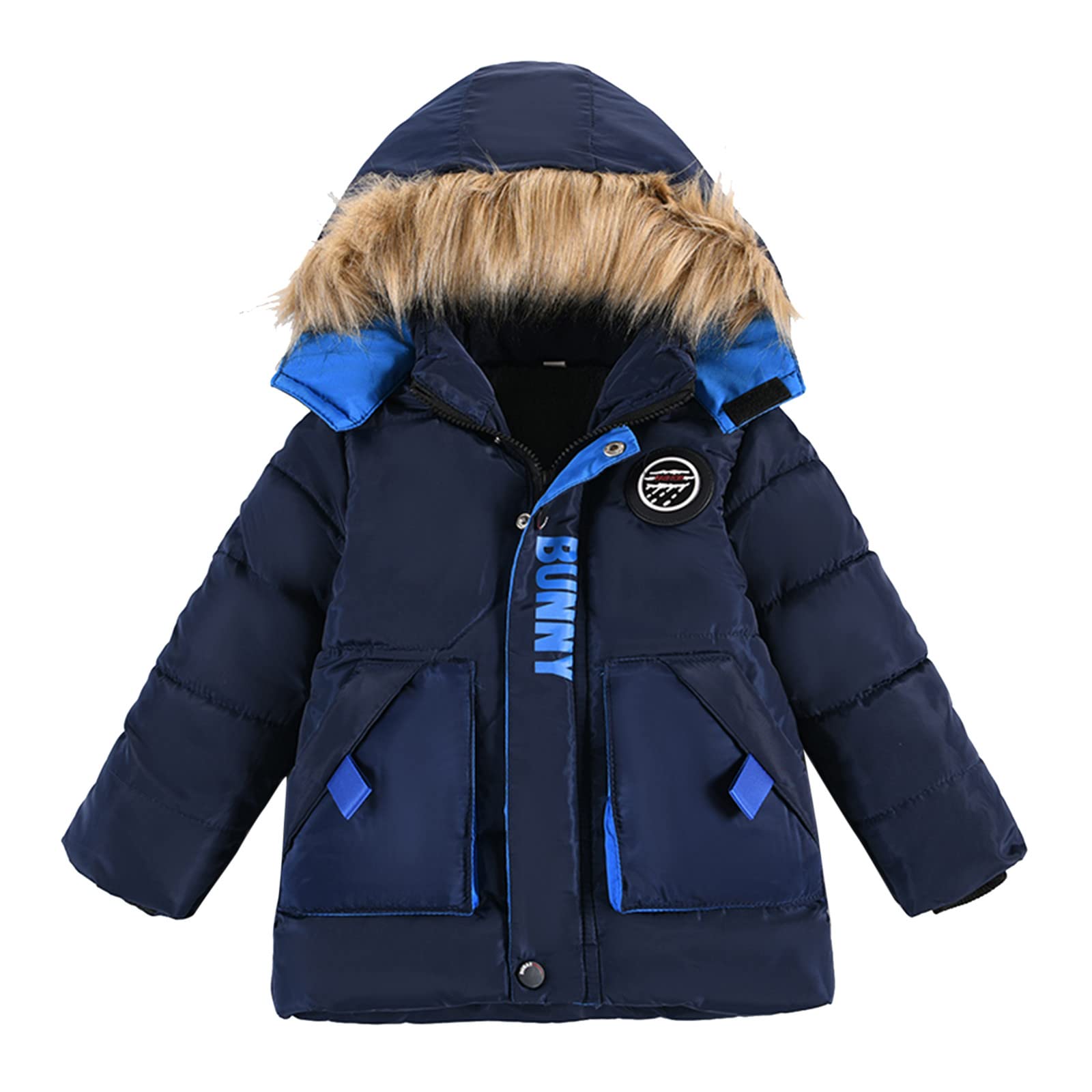 Baby Boys Winter Jacket - Warm Hooded Coat for Toddlers 1 Year Old | Navy Blue | Outdoor Play & Cold Weather Protection