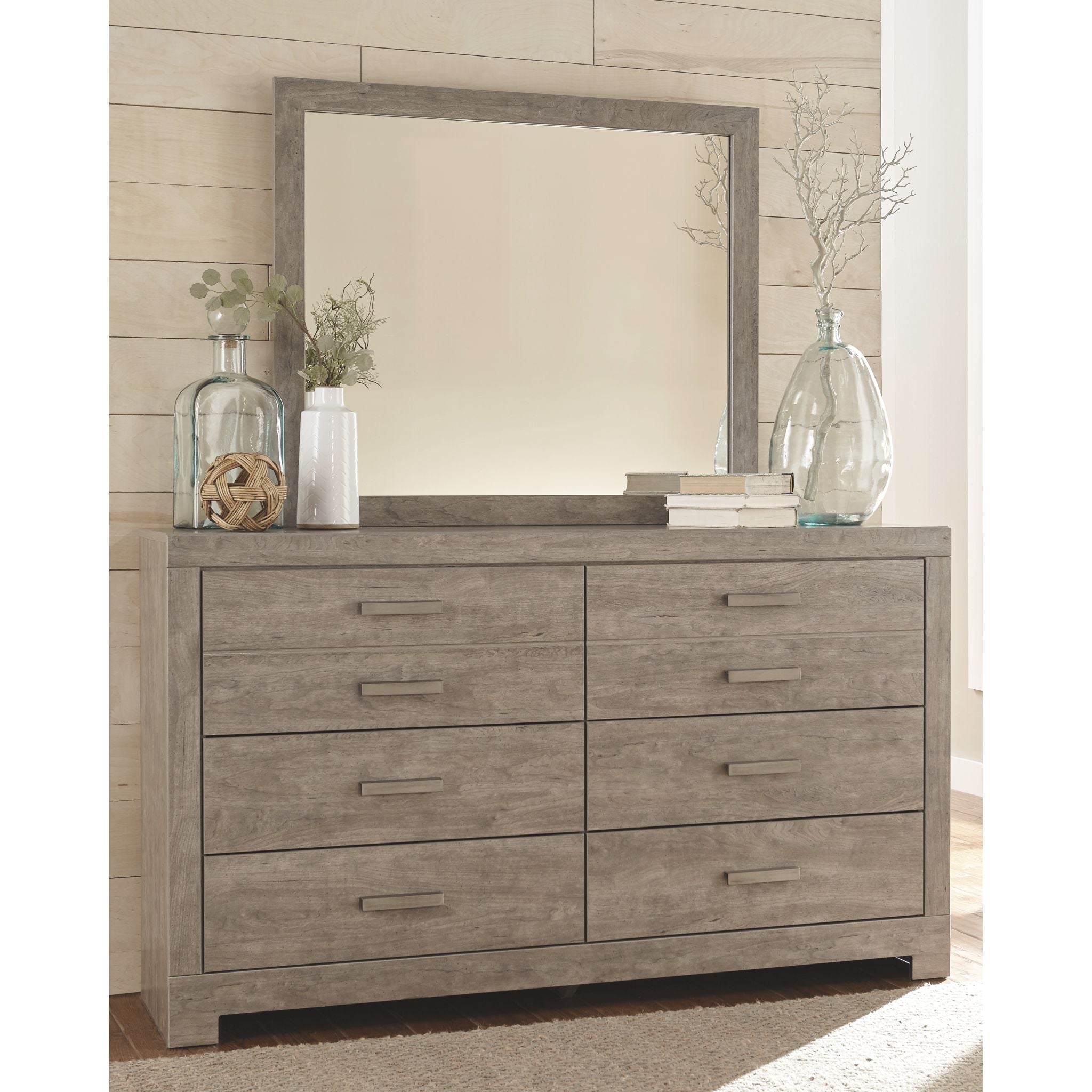Culverbach Dresser and Mirror Set - Modern Gray Wooden Dresser with Mirror for Bedroom Furniture & Home Decor | Perfect for Master Bedroom, Guest Room, or Nursery Organization