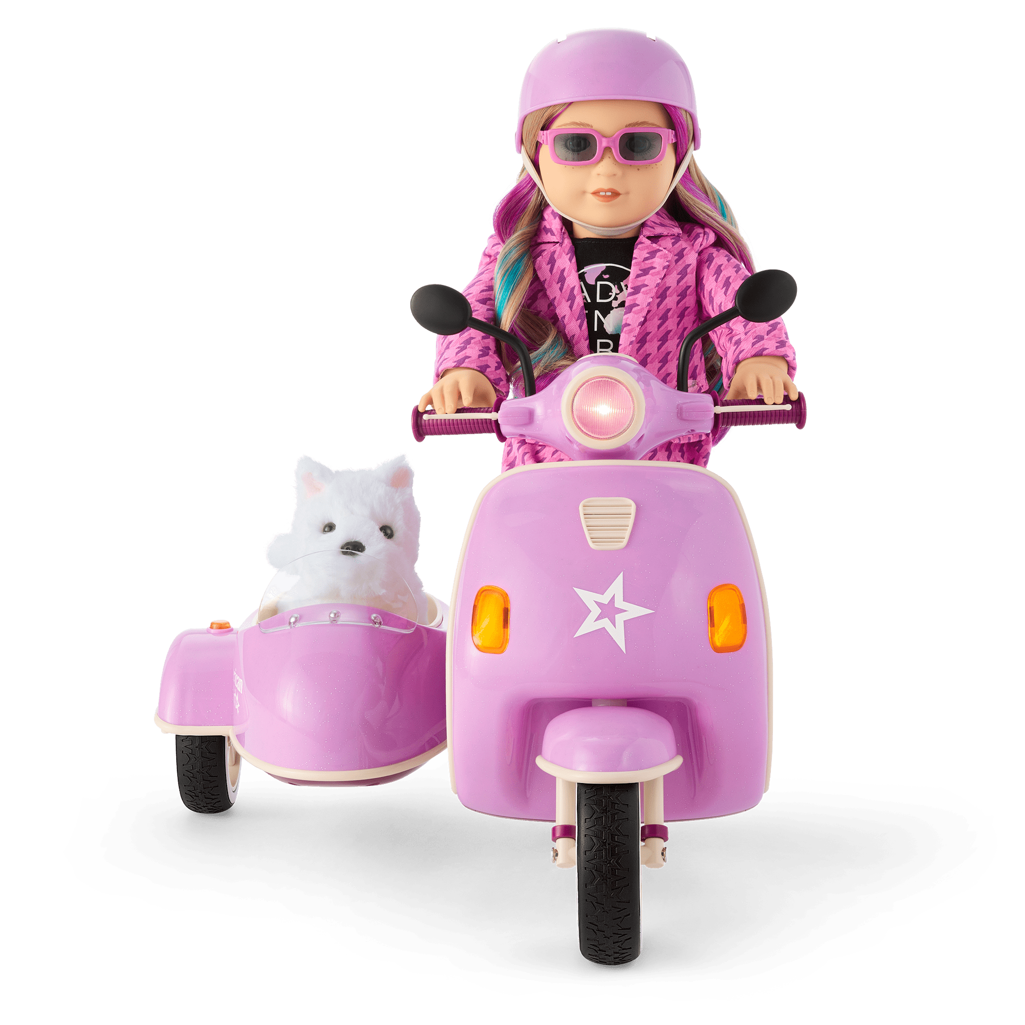 18 Inch Doll Scooter & Sidecar Set - Ride-On Toy for American Girl Dolls - Perfect for Pretend Play and Collectible Display