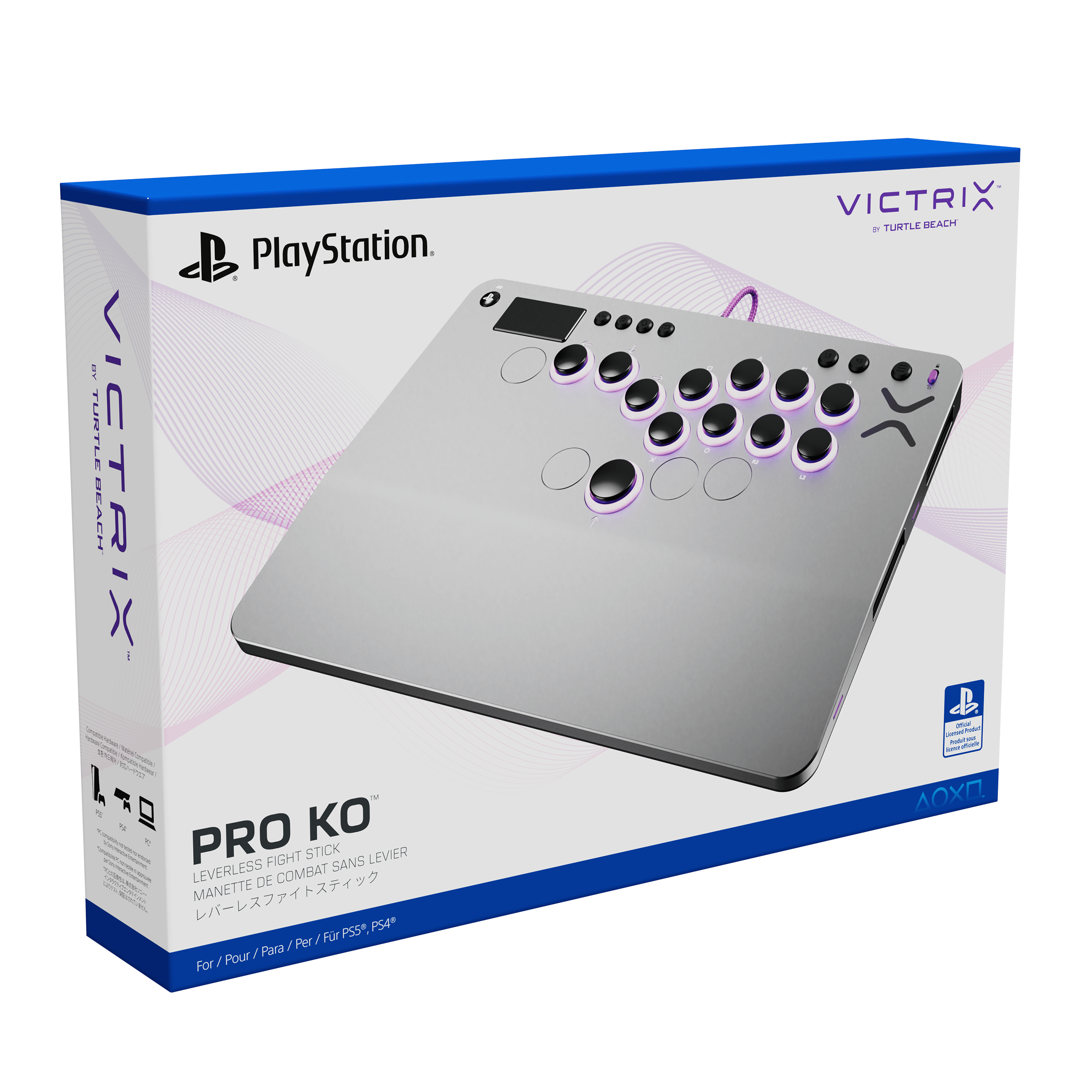 Victrix Pro KO Leverless Arcade Fight Stick for PlayStation 5, PS4 & PC - Tournament-Grade Fighting Game Controller for Street Fighter, Tekken & eSports Competitions