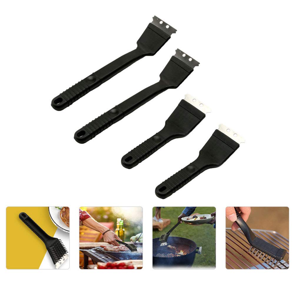 DOITOOL 4-Pack Stainless Steel Grill Brush Set - Heavy Duty BBQ Grill Cleaner & Scraper for Charcoal, Gas Grills - Perfect for Backyard, Camping, and Outdoor Cooking