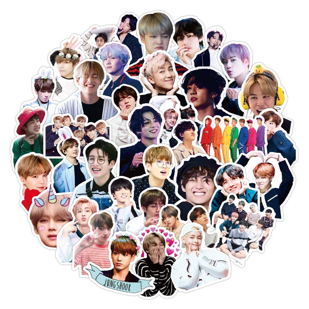 BTS Cute Kpop Stickers - 50pcs Waterproof Decals for Laptop, Water Bottle, Phone, Notebook, Scrapbook, Car & Guitar - Perfect for Teens Room Decor, School Supplies & Kpop Fan Gifts
