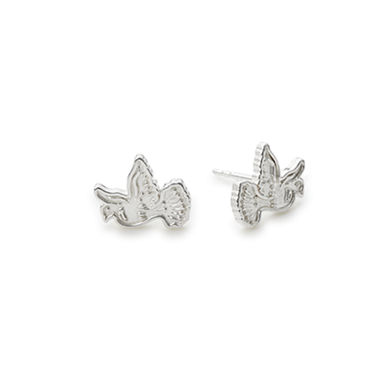 Dove Stud Earrings for Women - 14K Gold Plated Hypoallergenic Cubic Zirconia Earrings - Perfect for Daily Wear, Work, and Special Occasions