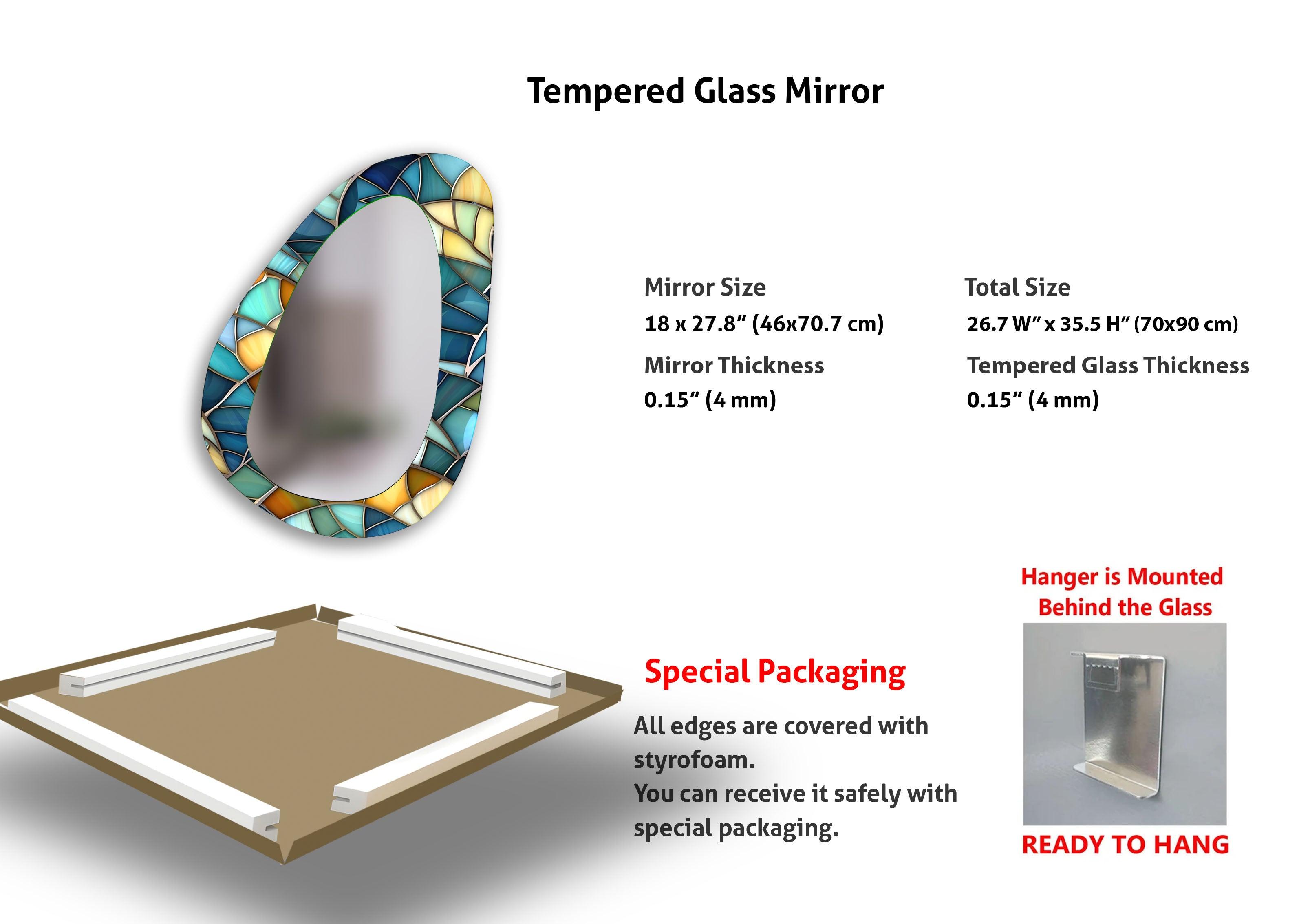 Stylish Blue Modern Wall Mirror - Elegant Home Decor for Living Room, Bedroom & Bathroom - Perfect for Enhancing Space & Style