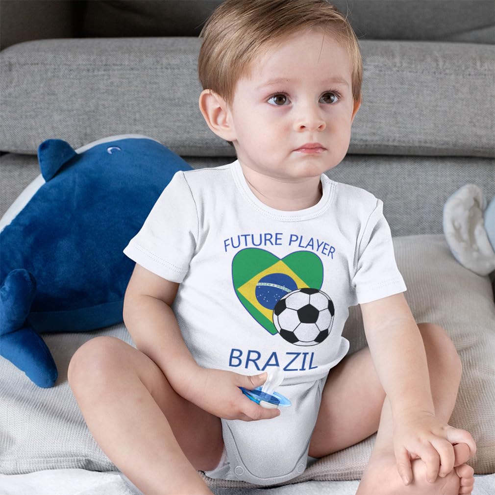 Adorable Baby Bodysuit - Future Soccer Player Brazil & America Cup - 100% Cotton Unisex Infant Clothes - Yellow - 6 Months - Perfect for Game Day, Photo Shoots & Playtime