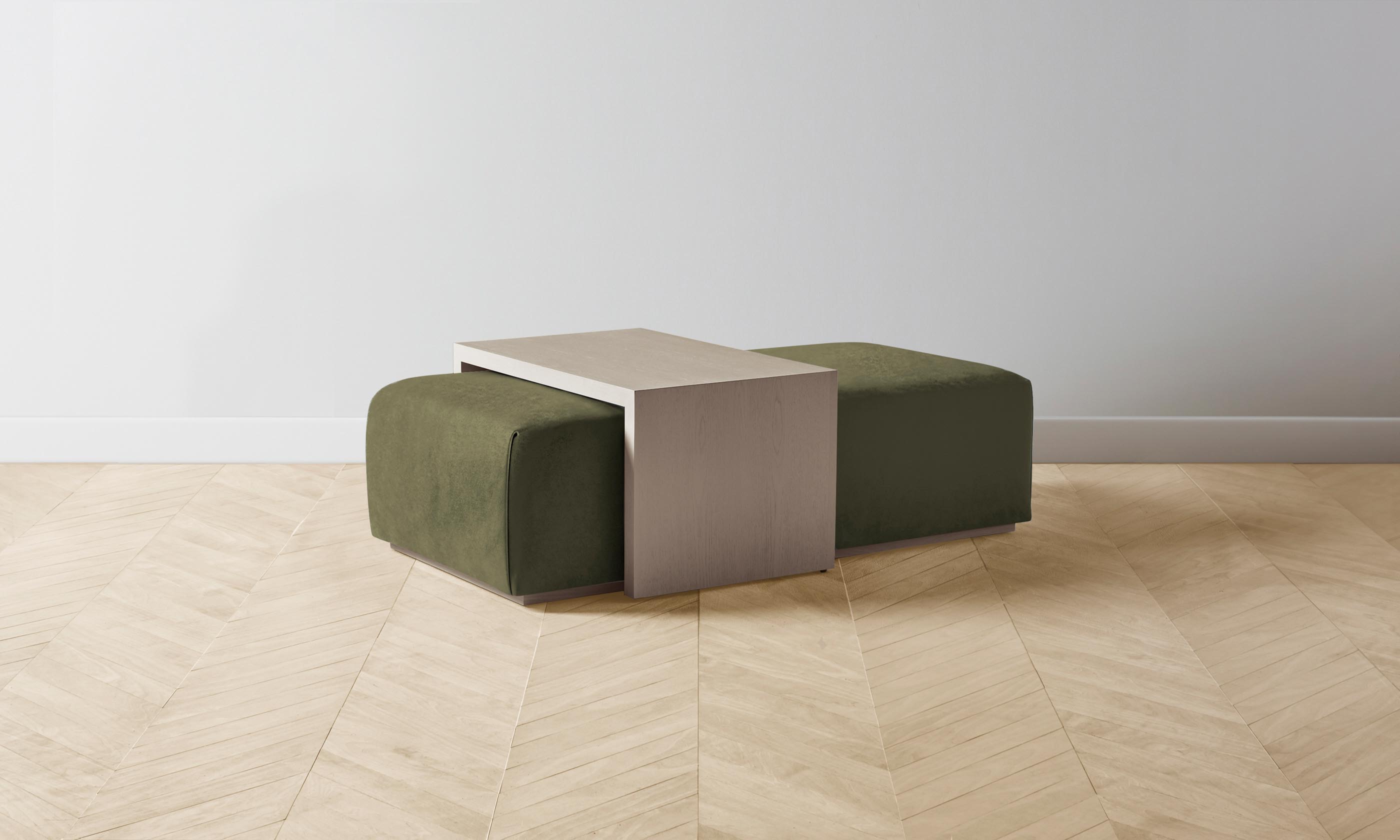 The Bowery Ottoman - Performance Velvet Olive Green Storage Bench for Living Room, Bedroom & Entryway - Stylish and Durable Home Decor